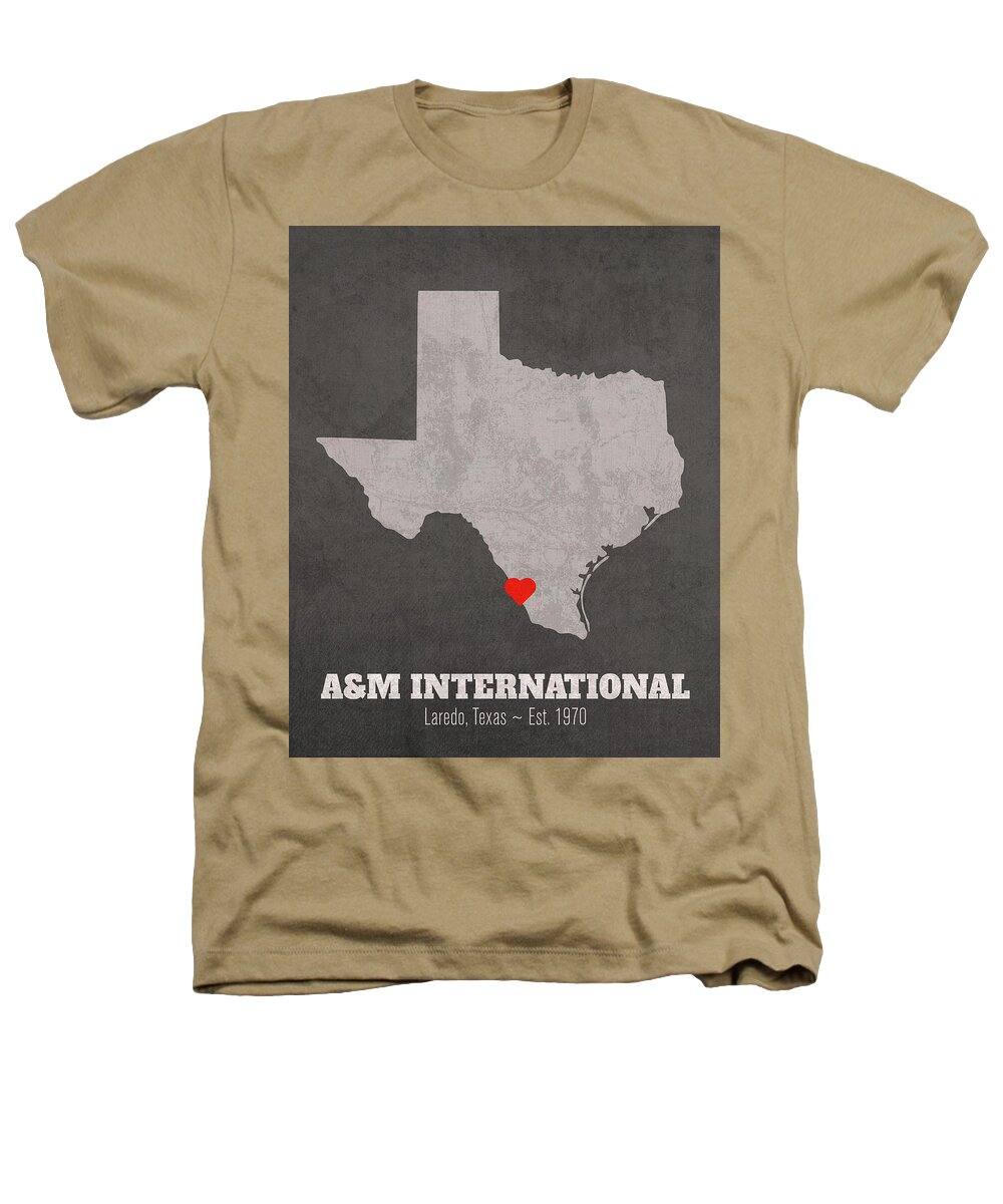 Texas A&m International University Heathers T-Shirt featuring the mixed media Texas A and M International University Laredo Texas Founded Date Heart Map by Design Turnpike