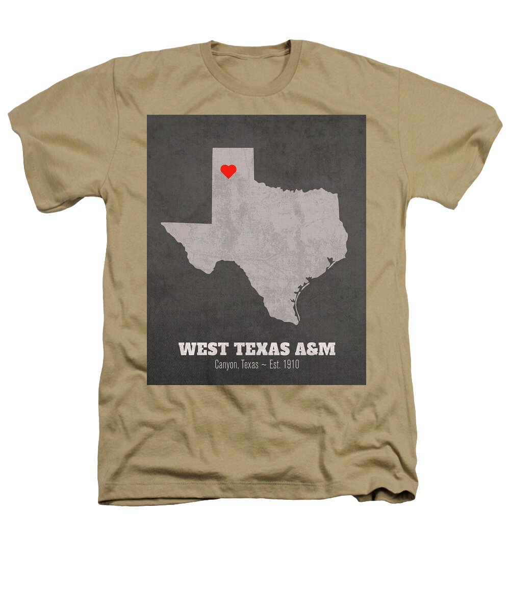 West Texas A&m University Heathers T-Shirt featuring the mixed media West Texas A and M University Canyon Texas Founded Date Heart Map by Design Turnpike