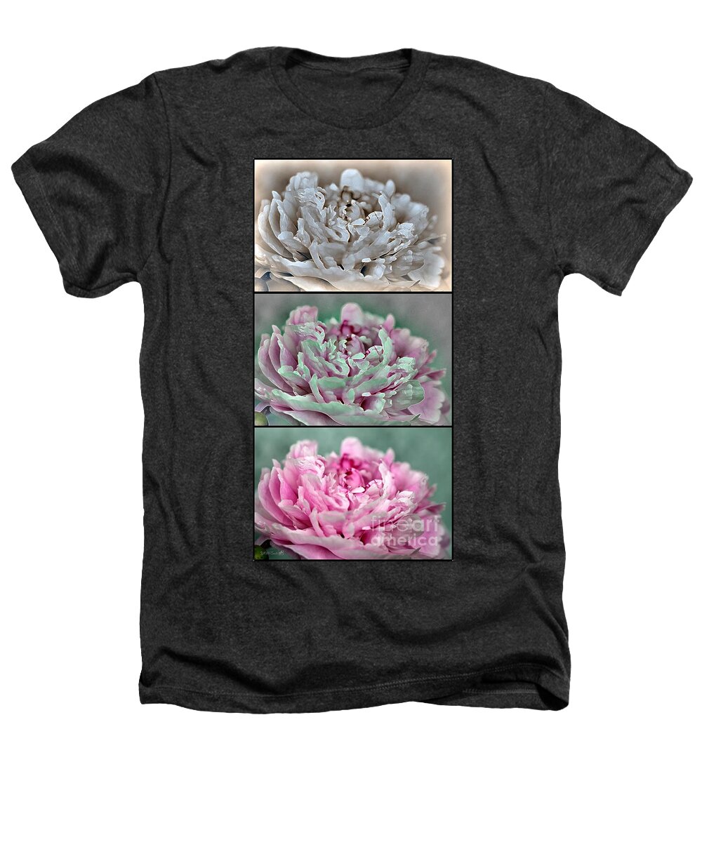 Peony Heathers T-Shirt featuring the digital art Peony named Shirley Temple #4 by J McCombie