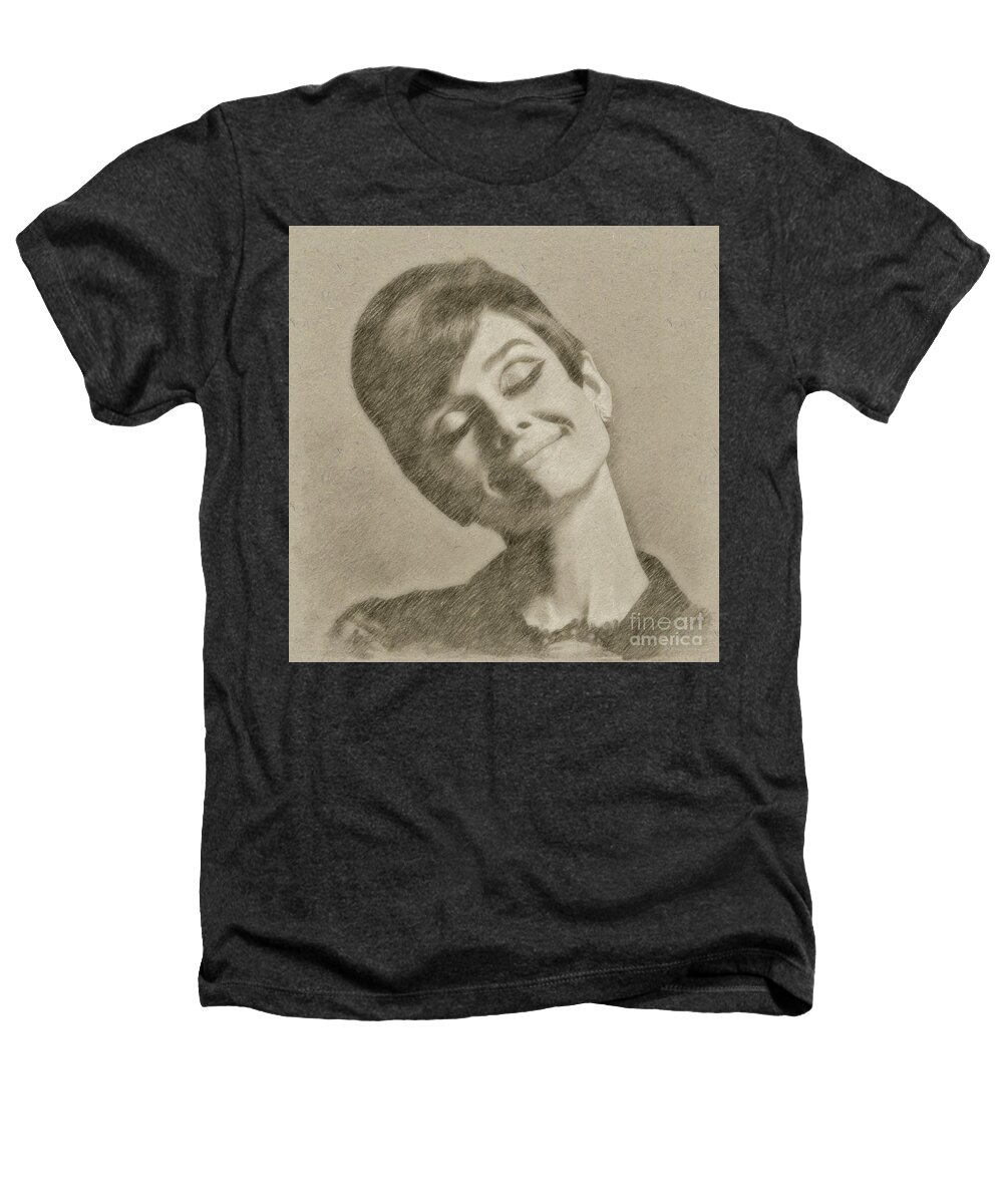 Chitty Heathers T-Shirt featuring the drawing Audrey Hepburn Hollywood Actress #1 by Esoterica Art Agency