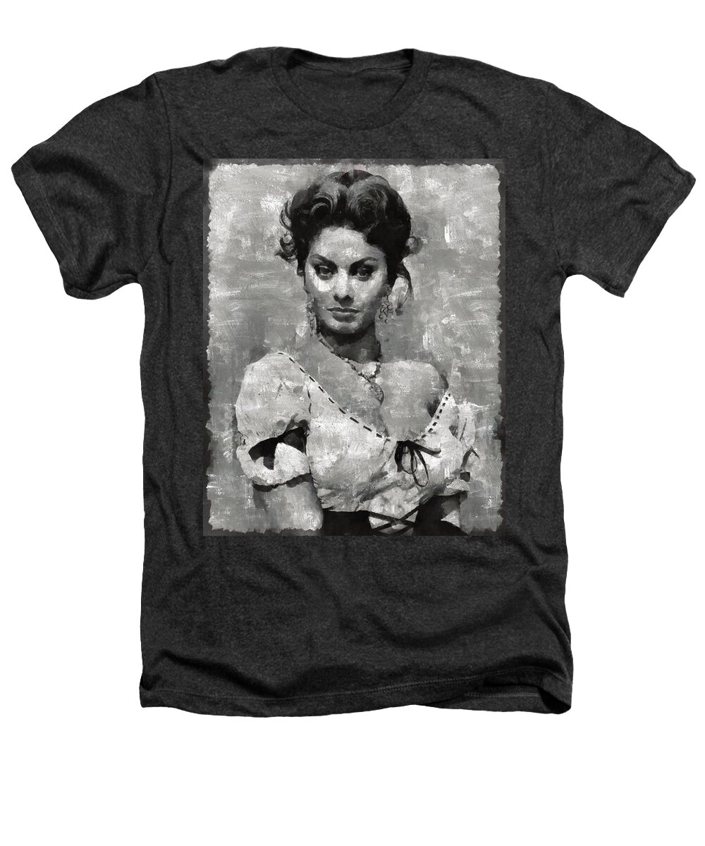 Marilyn Heathers T-Shirt featuring the painting Sophia Loren Hollywood Actress #1 by Esoterica Art Agency