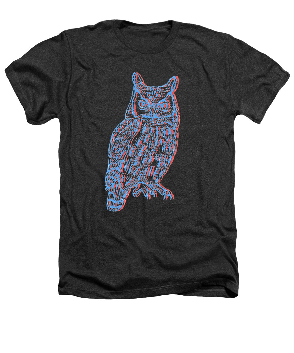 wise Owl Heathers T-Shirt featuring the digital art 3d Owl by Coldwash Fortyseven