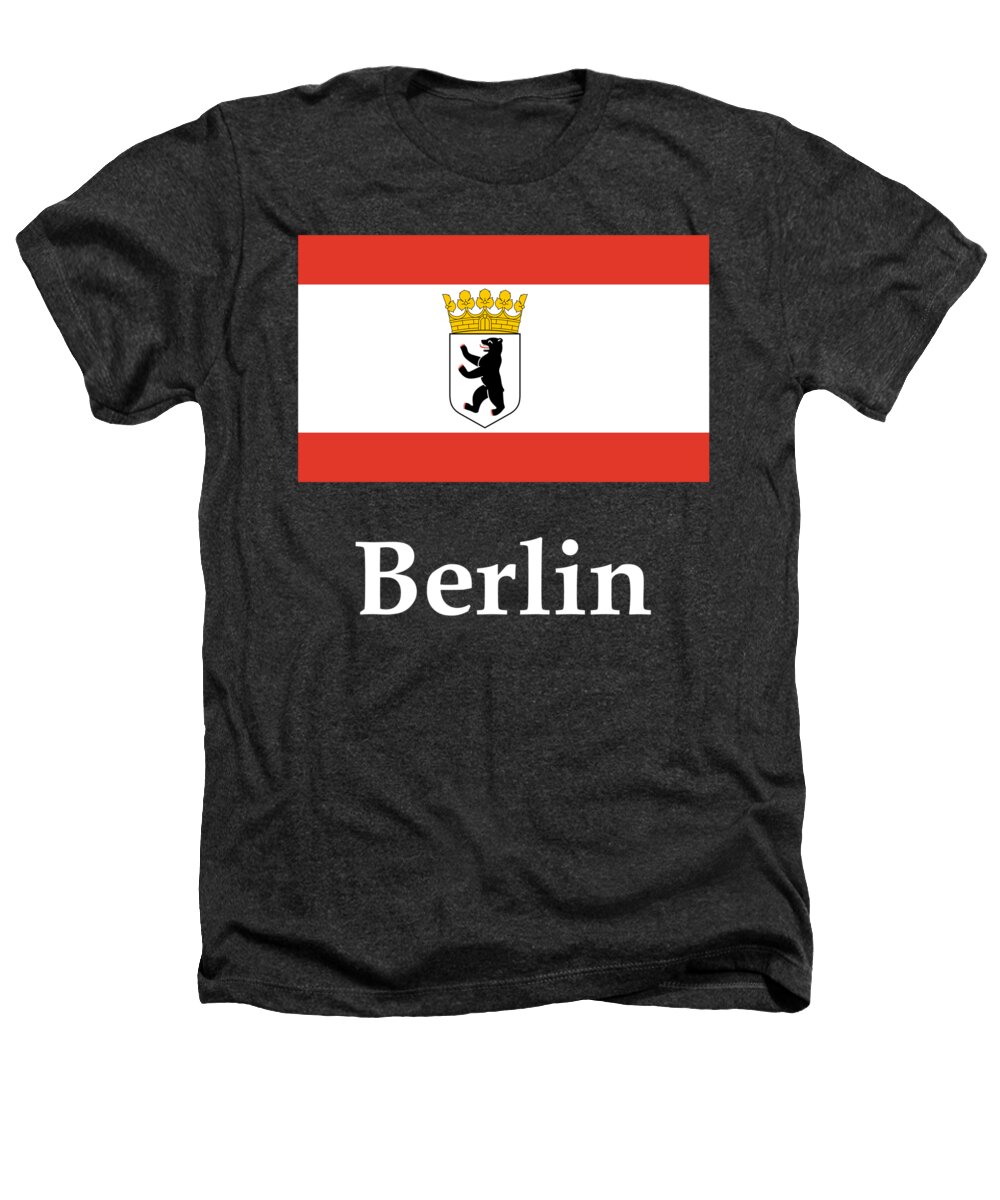 Flag Heathers T-Shirt featuring the digital art Berlin, Germany Flag And Name by Frederick Holiday