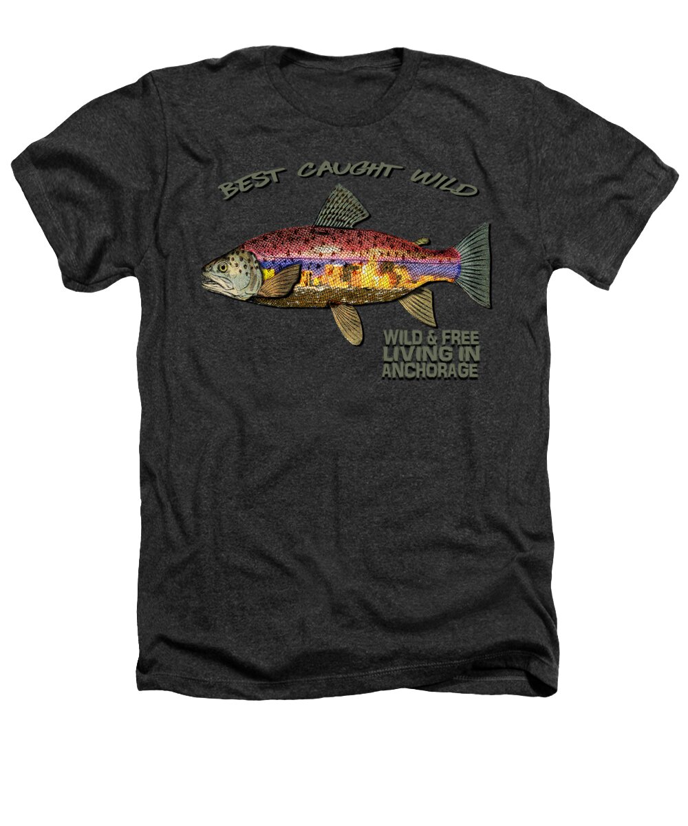 Fishing Heathers T-Shirt featuring the digital art Fishing - Best Caught Wild-on Dark by Elaine Ossipov