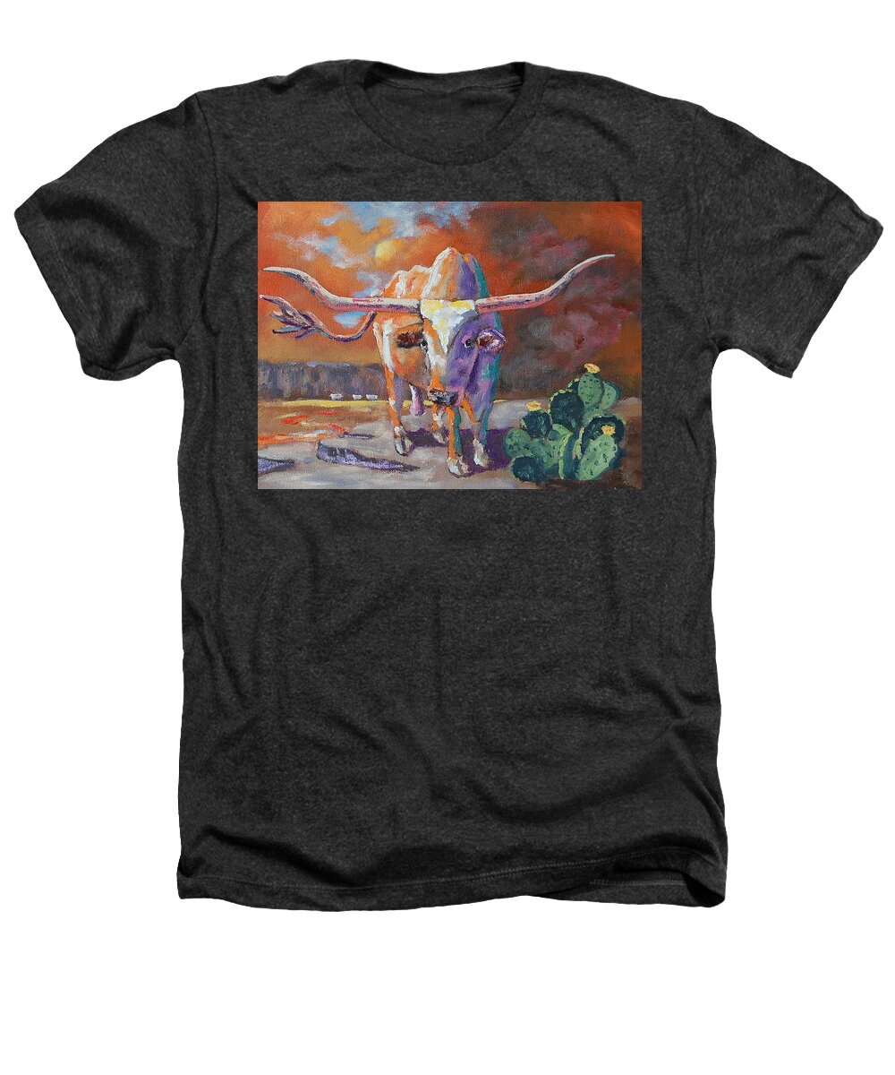 Red River Heathers T-Shirt featuring the painting Red River Showdown by J P Childress