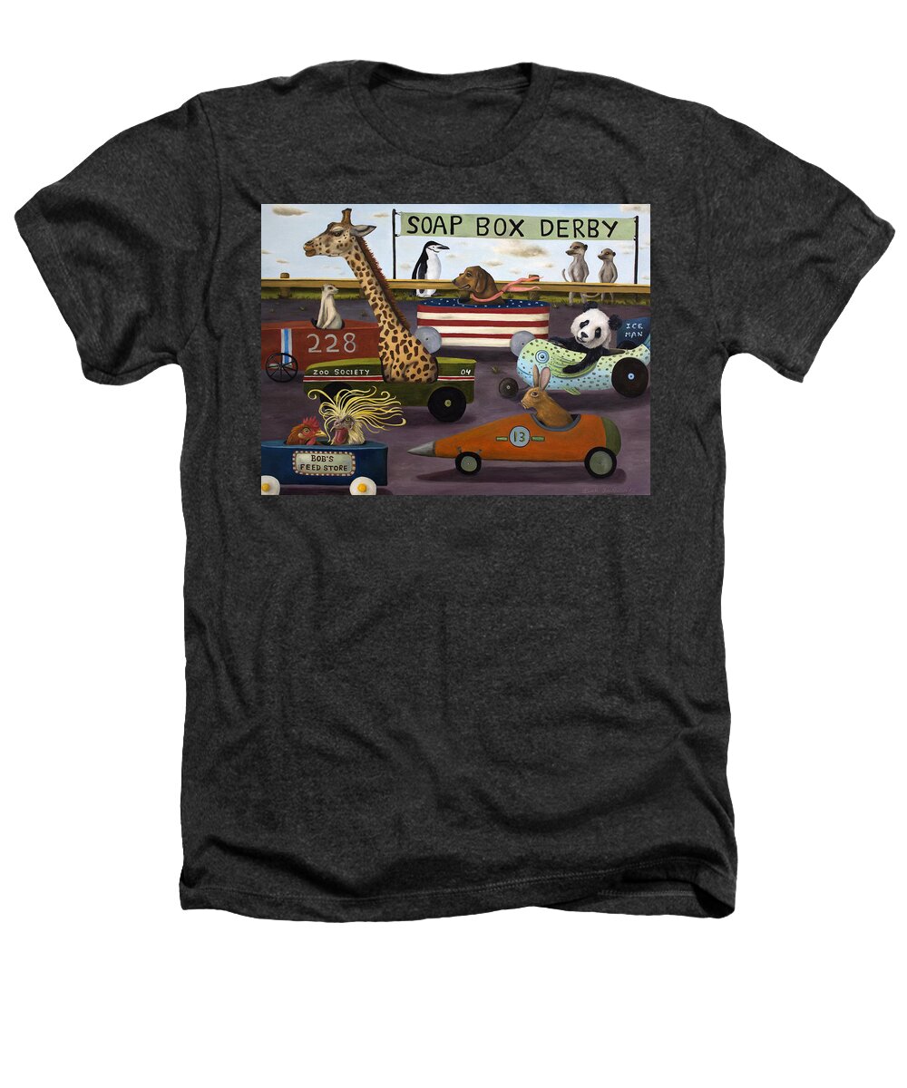 Soap Box Derby Heathers T-Shirt featuring the painting Soap Box Derby by Leah Saulnier The Painting Maniac