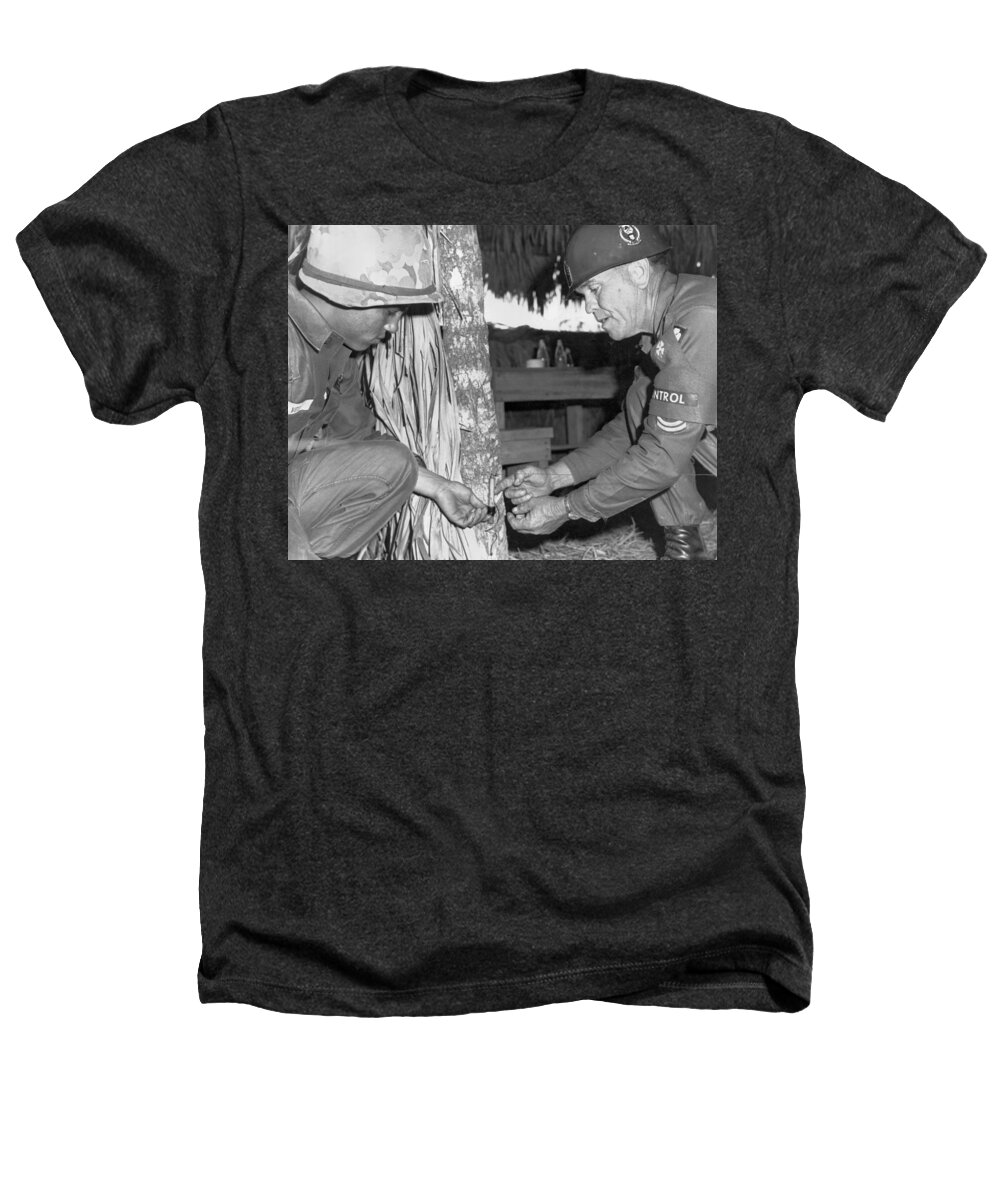 1960s Heathers T-Shirt featuring the photograph Viet Cong Booby Trap by Underwood Archives