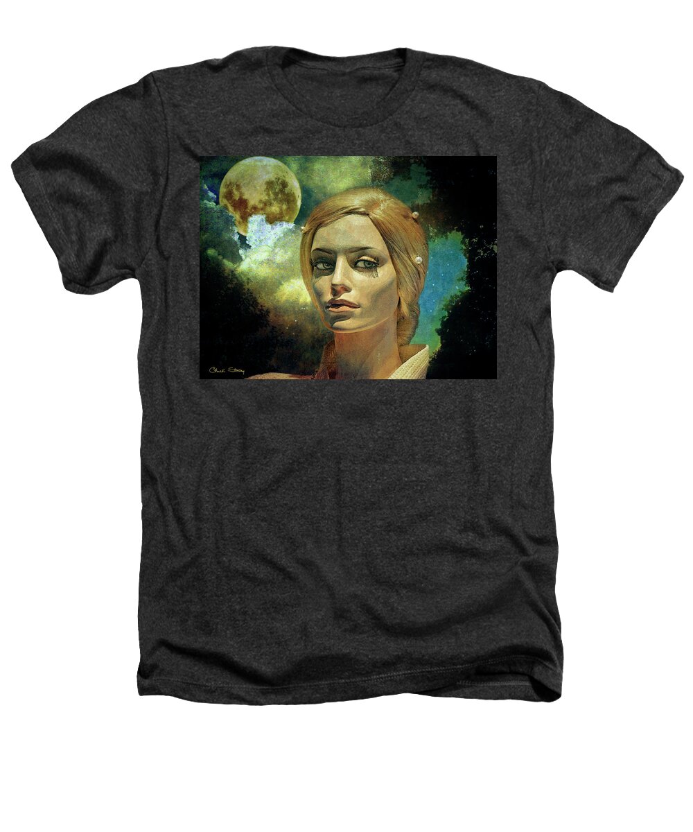 Staley Heathers T-Shirt featuring the mixed media Luna in the Garden of Evil by Chuck Staley