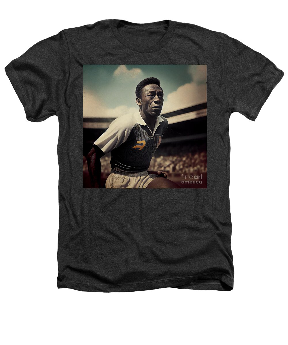 Legendary Soccer Player Pele In Style Of Norman Art Heathers T-Shirt featuring the digital art Legendary Soccer Player Pele in style of norman by Asar Studios #2 by Celestial Images