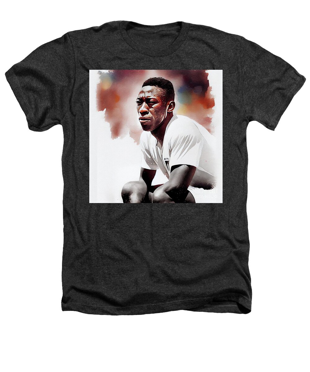 Legendary Soccer Player Pele Art Heathers T-Shirt featuring the digital art Legendary Soccer Player Pele  watercolor by Asar Studios #2 by Celestial Images