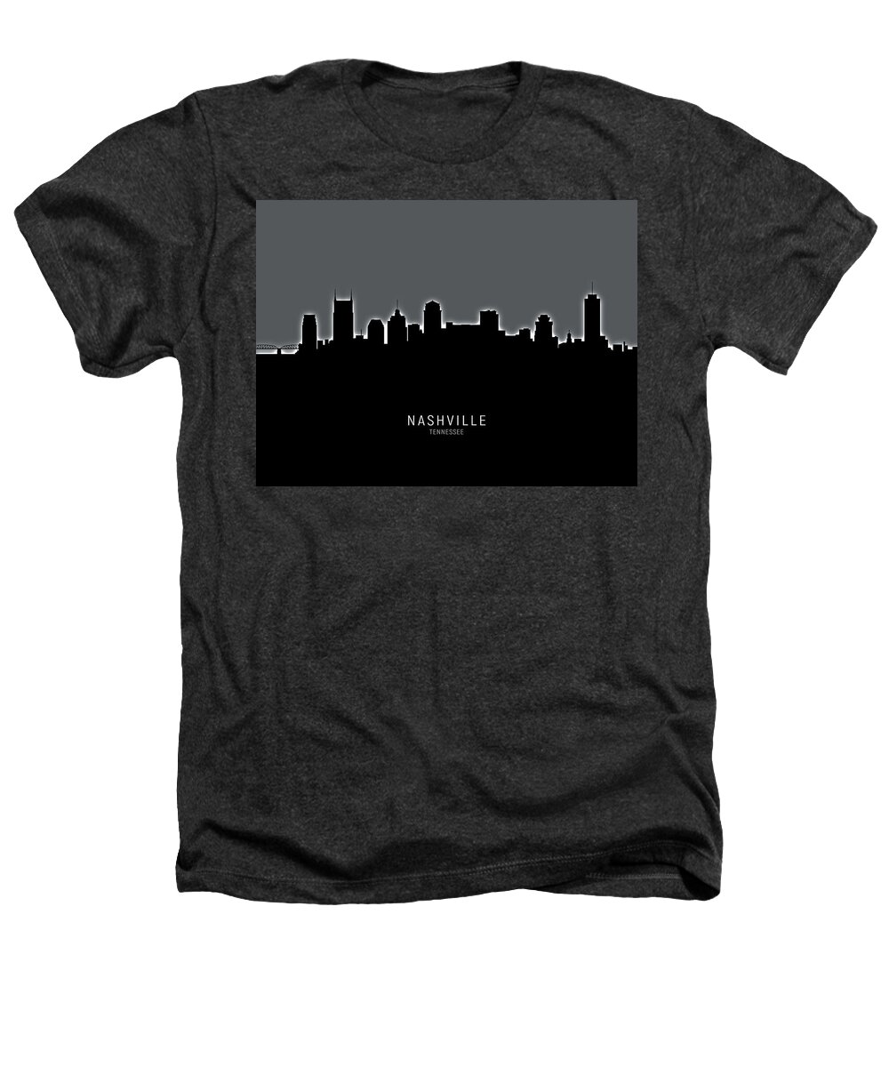 Nashville Heathers T-Shirt featuring the digital art Nashville Tennessee Skyline #26 by Michael Tompsett