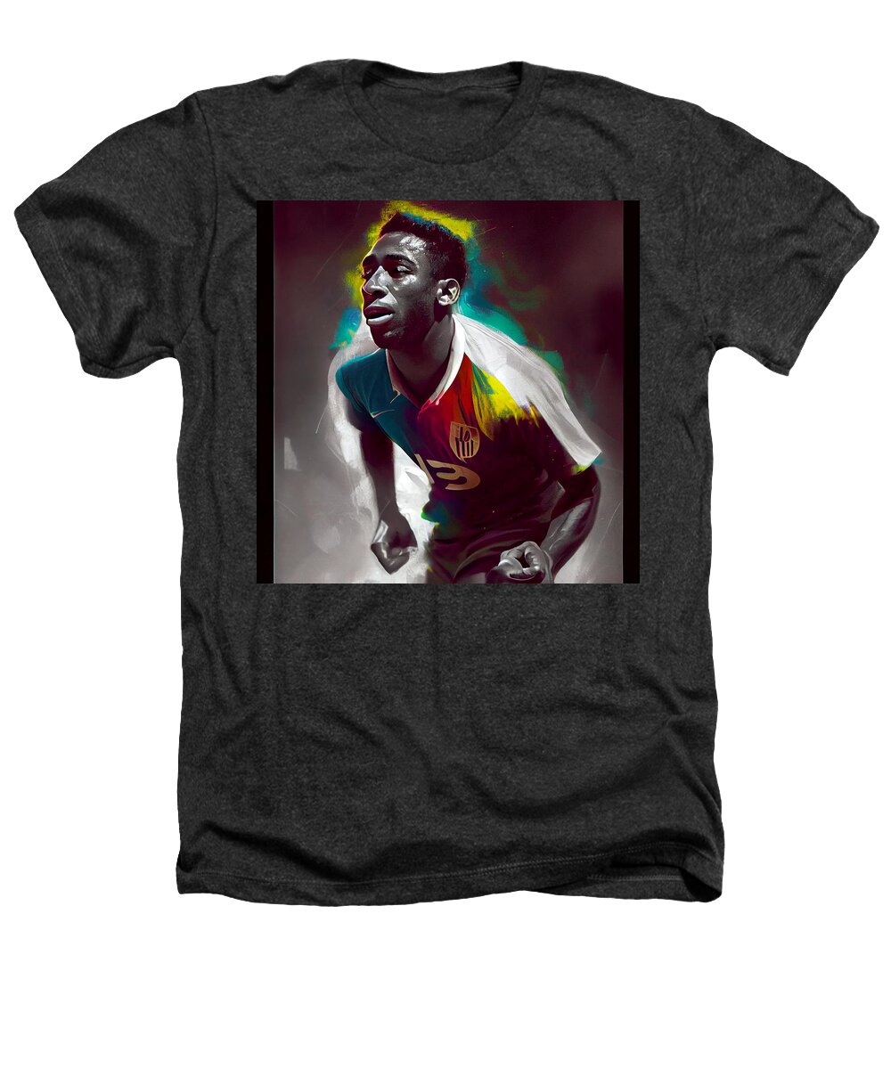 Legendary Soccer Player Pele  Vibrant Neon Colo Art Heathers T-Shirt featuring the digital art Legendary Soccer Player Pele  vibrant neon colo fa a d aad aca by Asar Studios by Celestial Images