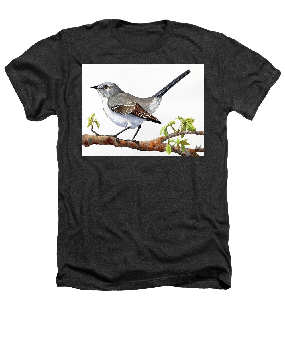Mockingbird Heathers T-Shirt featuring the painting Northern Mockingbird Original Bird Wildlife by Linda Apple