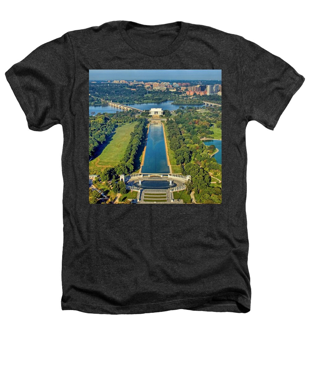 Lincoln Memorial Heathers T-Shirt featuring the photograph View of the Lincoln Memorial from the Washington Monument by Mountain Dreams