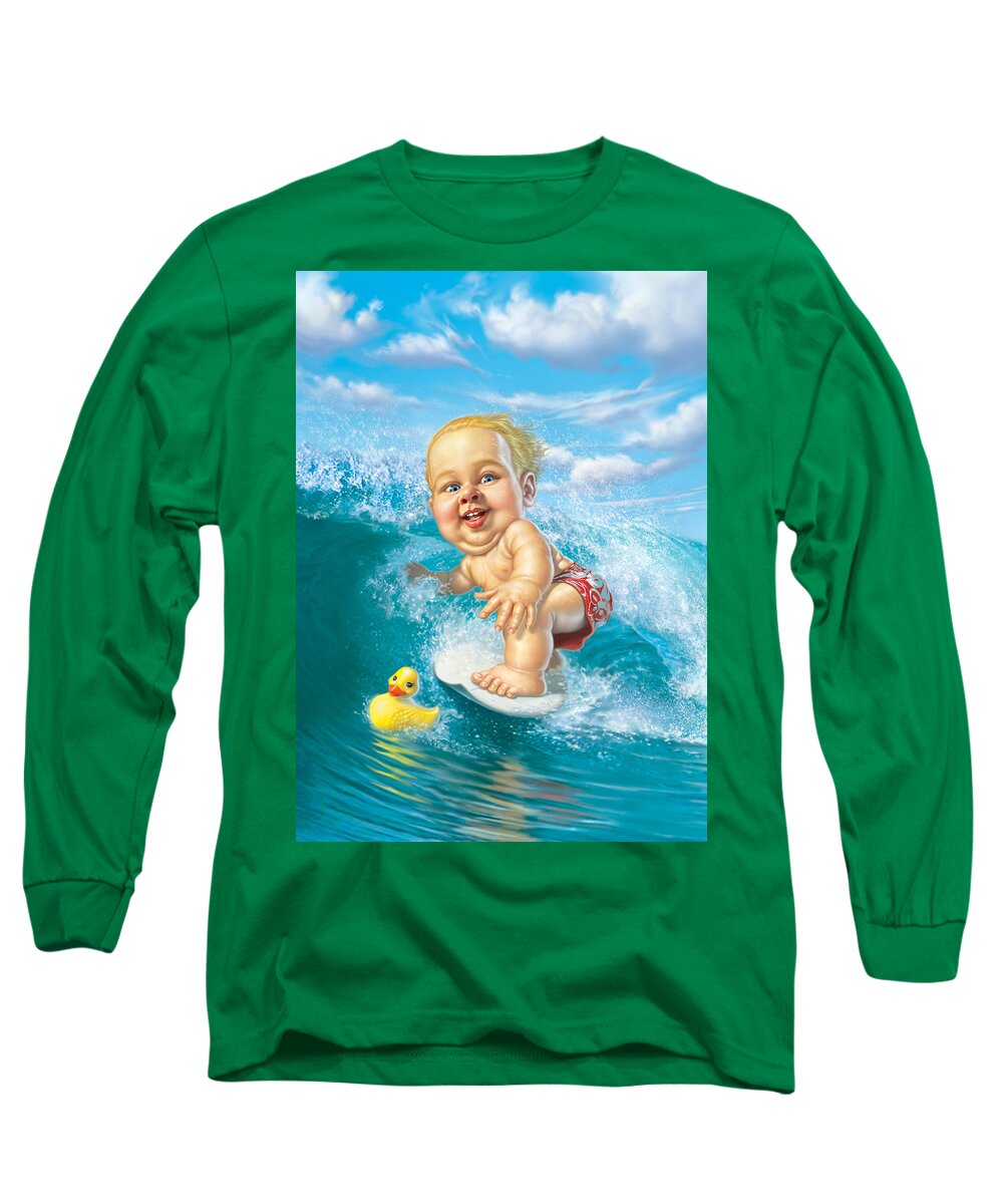 Baby Long Sleeve T-Shirt featuring the digital art Born to Surf by Mark Fredrickson