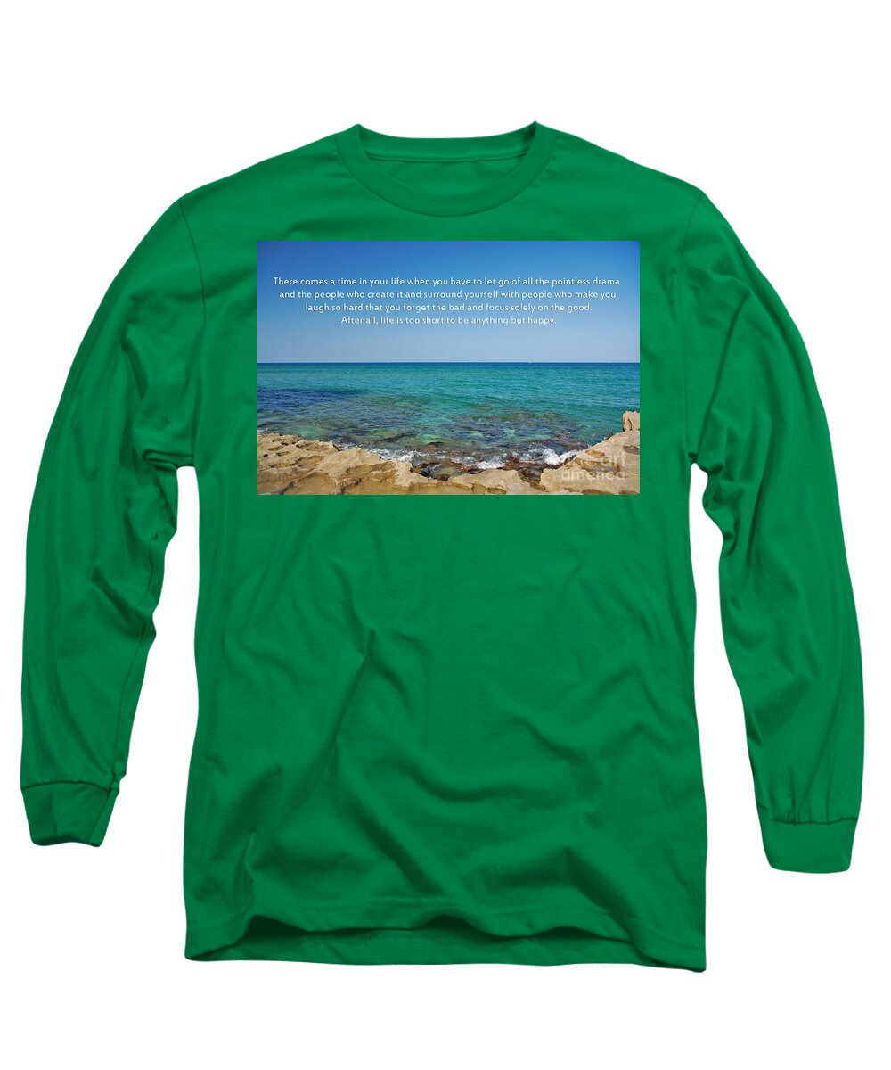 Inspirational Quotes Long Sleeve T-Shirt featuring the photograph 53- Be Happy by Joseph Keane