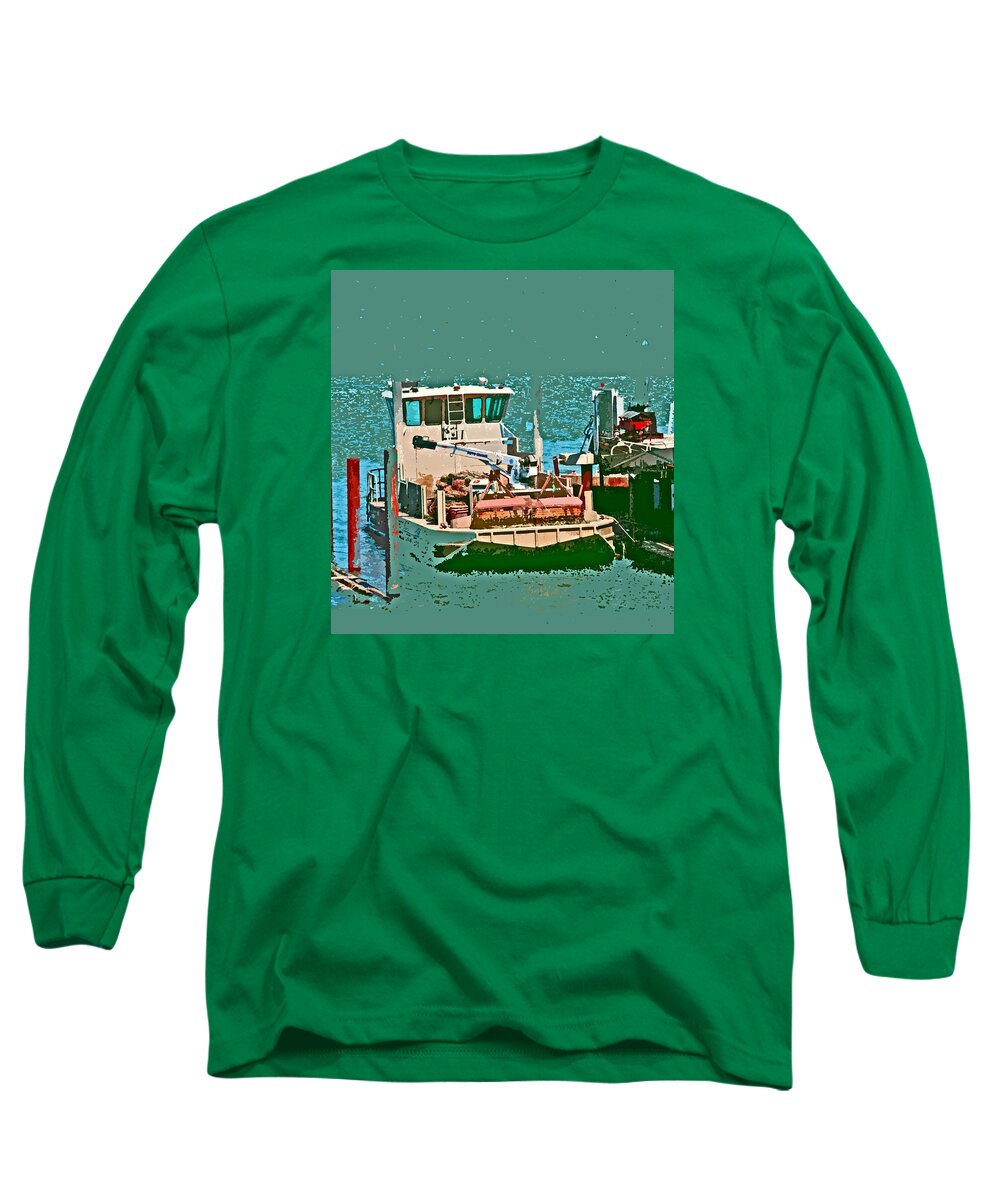 Oysters Long Sleeve T-Shirt featuring the digital art Coos Bay Oyster Farm by Joseph Coulombe