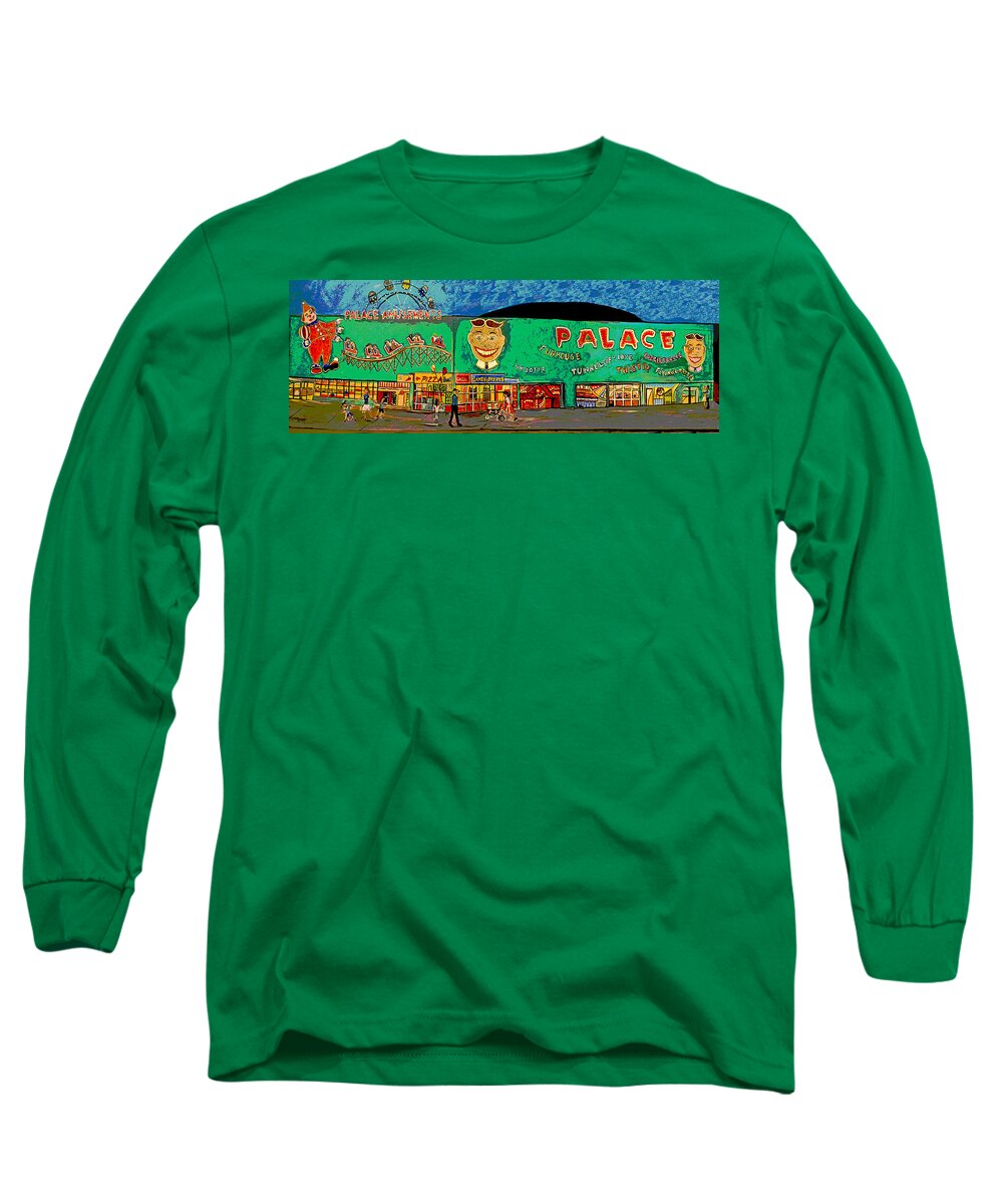 Asbury Park Palace Long Sleeve T-Shirt featuring the painting Dreams of the Palace by Patricia Arroyo
