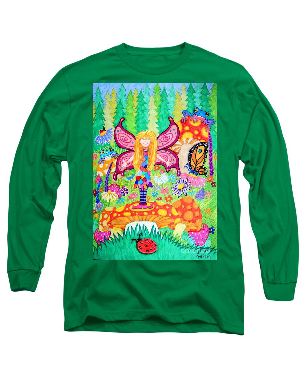 Fairy Long Sleeve T-Shirt featuring the drawing Forest Grove Fairy by Nick Gustafson