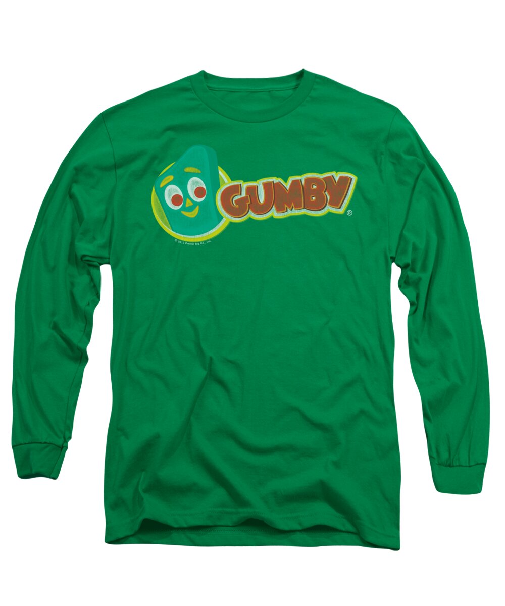 Gumby Long Sleeve T-Shirt featuring the digital art Gumby - Logo by Brand A