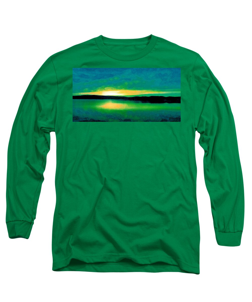 Digital Long Sleeve T-Shirt featuring the digital art Lime Sunset by David Hansen