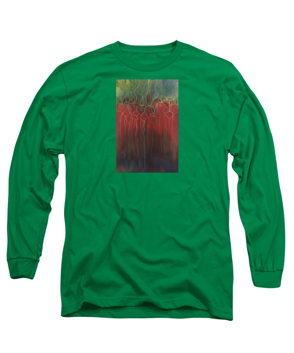Watercolor Long Sleeve T-Shirt featuring the painting Radish by Johanna Axelrod