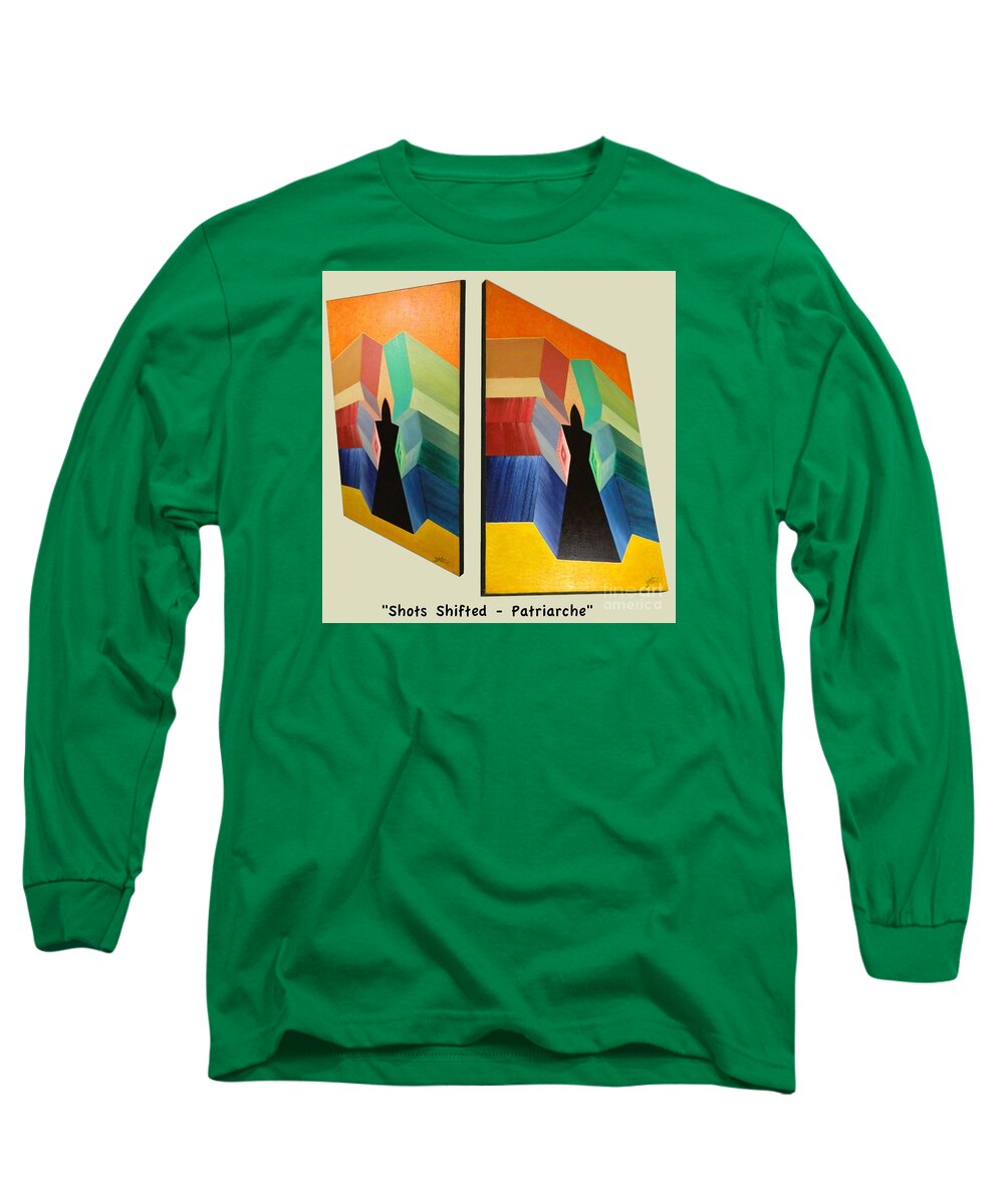 Spirituality Long Sleeve T-Shirt featuring the painting Shots Shifted - Patriarche 2 by Michael Bellon
