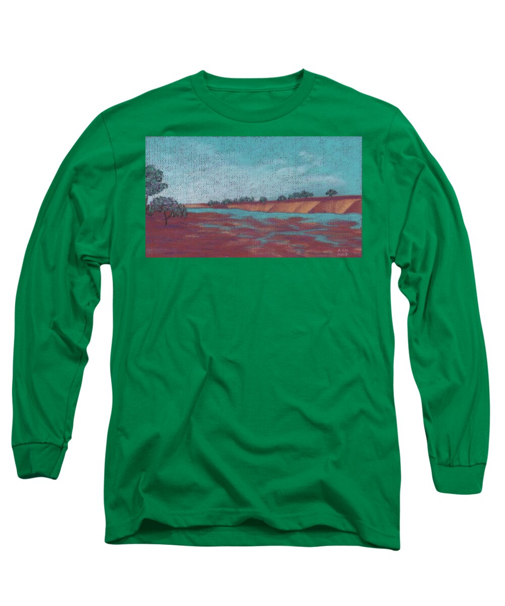 Mountains Long Sleeve T-Shirt featuring the pastel Afternoon on Lebata River by Anne Katzeff