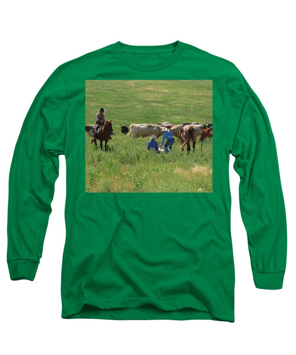 Calf Roping Long Sleeve T-Shirt featuring the photograph Calf Roping by Keith Stokes