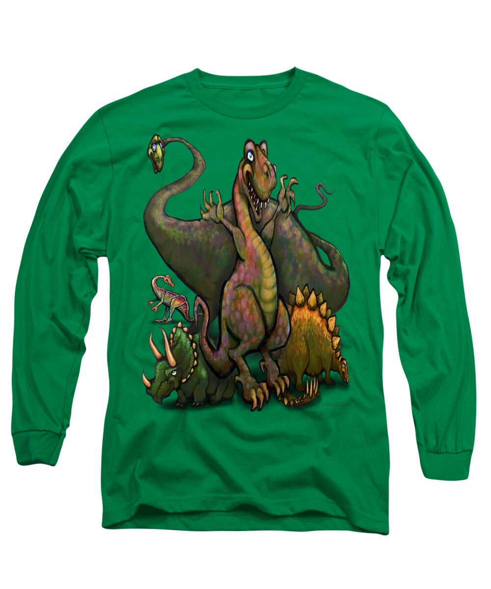Dinosaur Long Sleeve T-Shirt featuring the painting Dinosaurs by Kevin Middleton