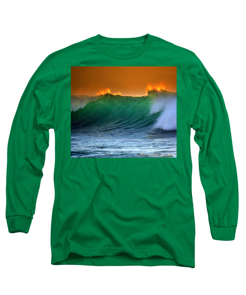 Wave Long Sleeve T-Shirt featuring the photograph Fire Wave by Lori Seaman
