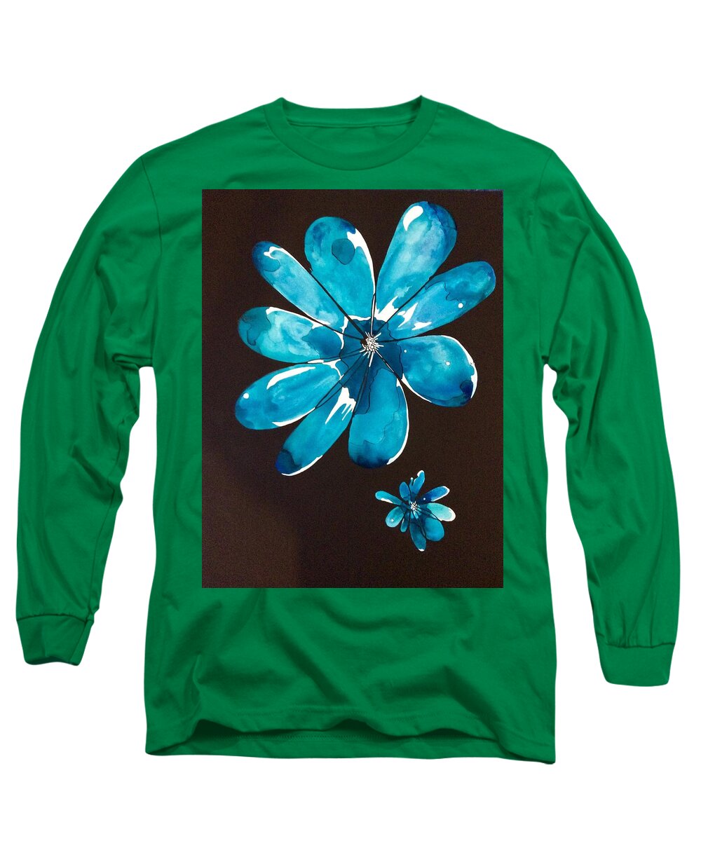 Flower Long Sleeve T-Shirt featuring the painting Flower Power by Pat Purdy