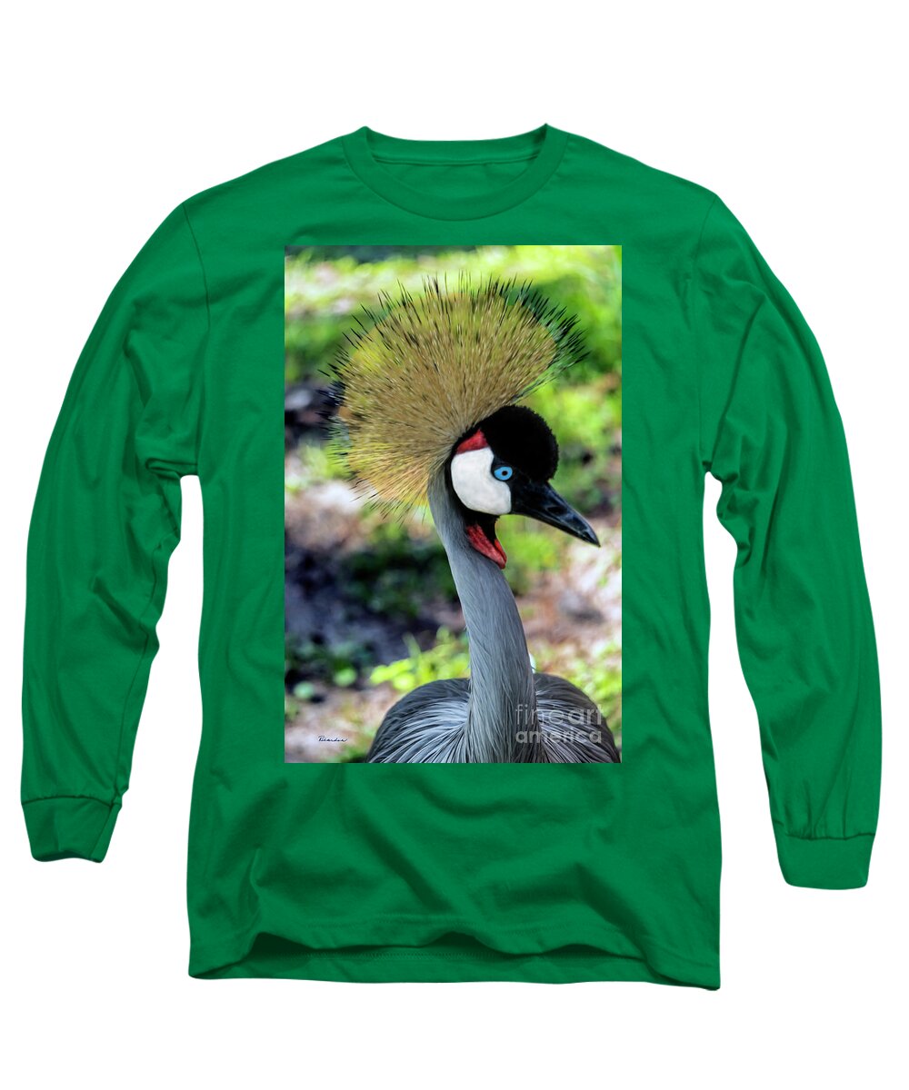 Gulf Long Sleeve T-Shirt featuring the photograph Grey Crowned Crane Gulf Shores Al 2033 by Ricardos Creations