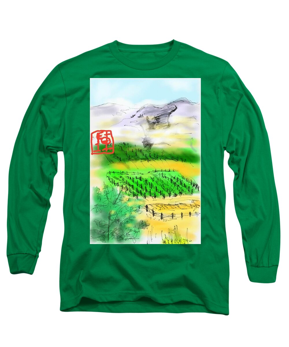 Idaho. Landscape. Vineyard Long Sleeve T-Shirt featuring the digital art IDAHO vineyard by Debbi Saccomanno Chan