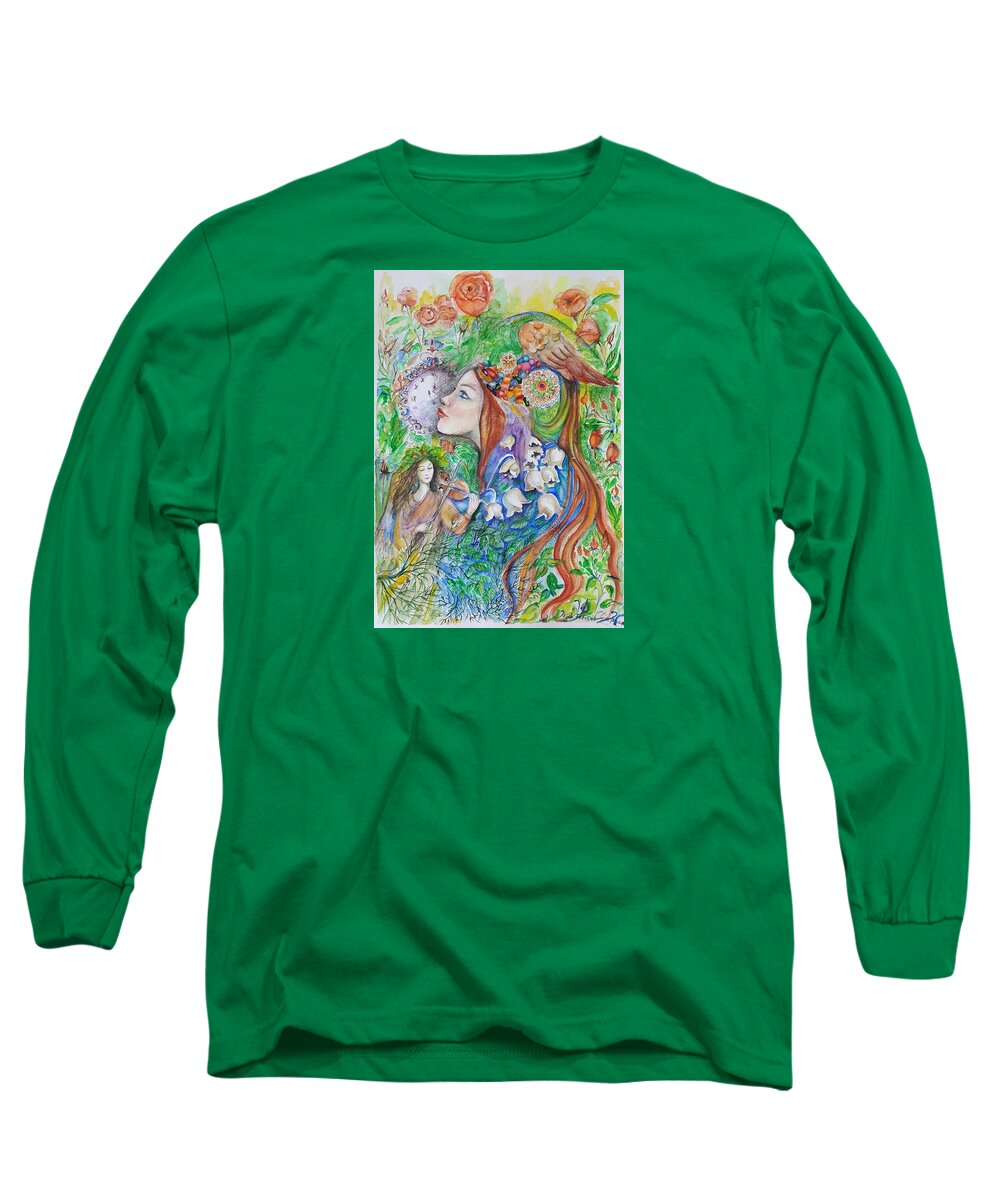 Lilies Of The Valley Long Sleeve T-Shirt featuring the mixed media Spring Song by Rita Fetisov