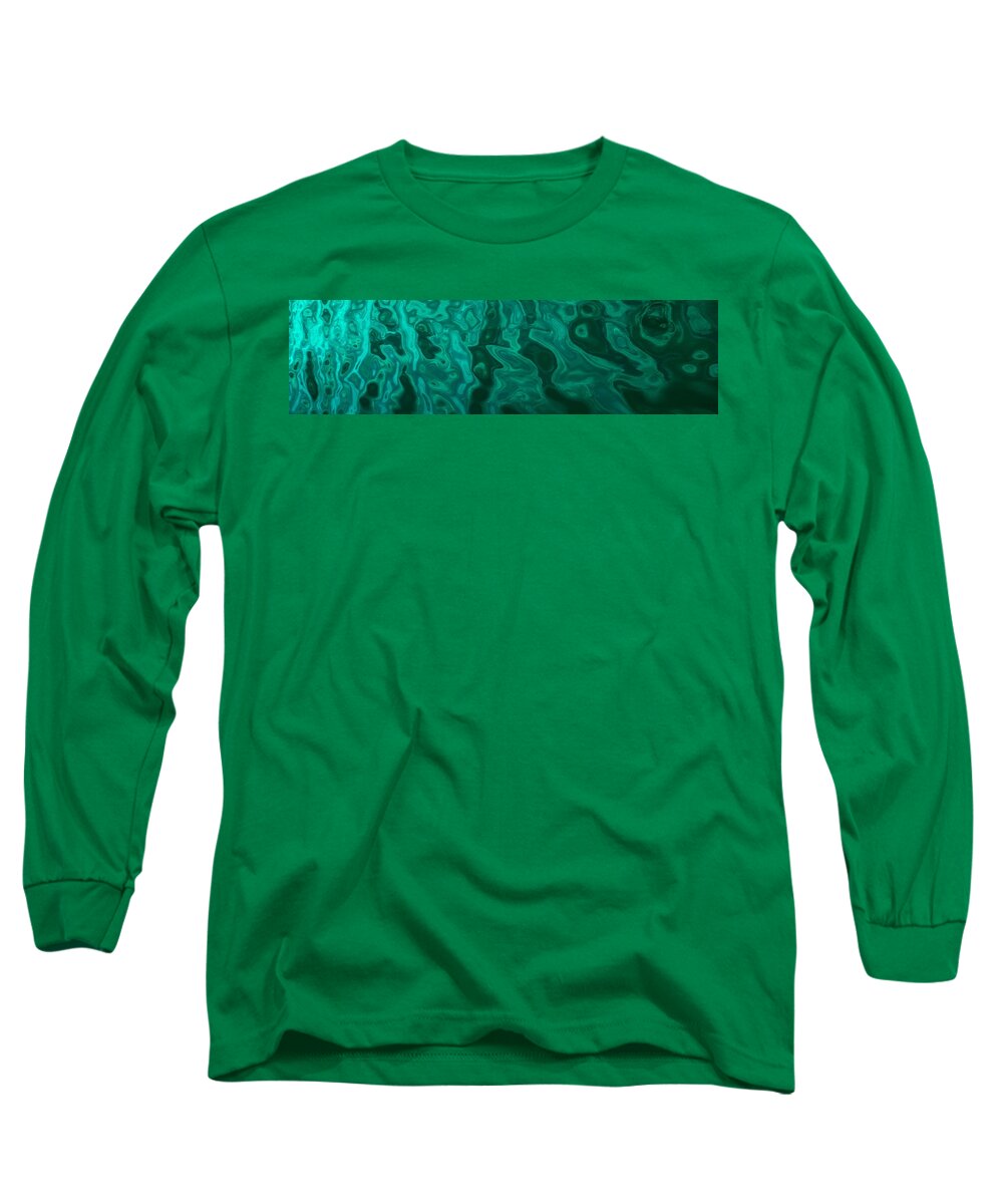 Emerald Long Sleeve T-Shirt featuring the digital art The Emerald Wave by Steven Robiner