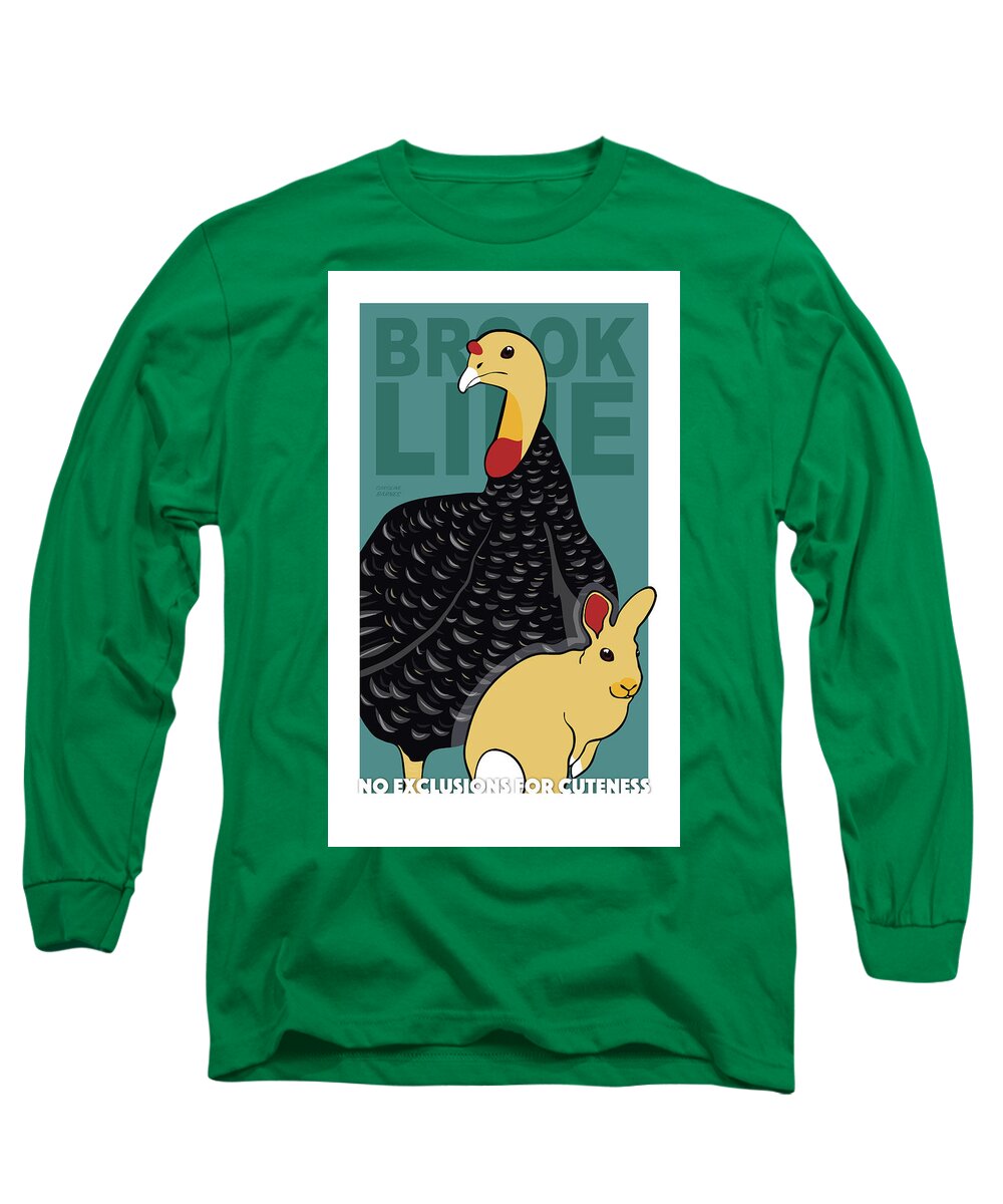 Brookline Turkeys Long Sleeve T-Shirt featuring the digital art We Are All Cute by Caroline Barnes