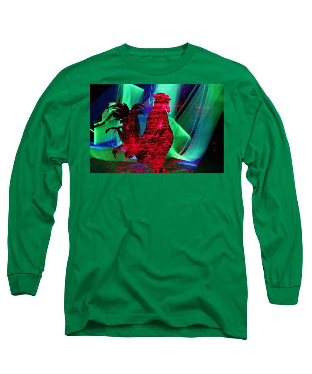 Chicken Long Sleeve T-Shirt featuring the photograph Chicken in the dark by Ronald Walker
