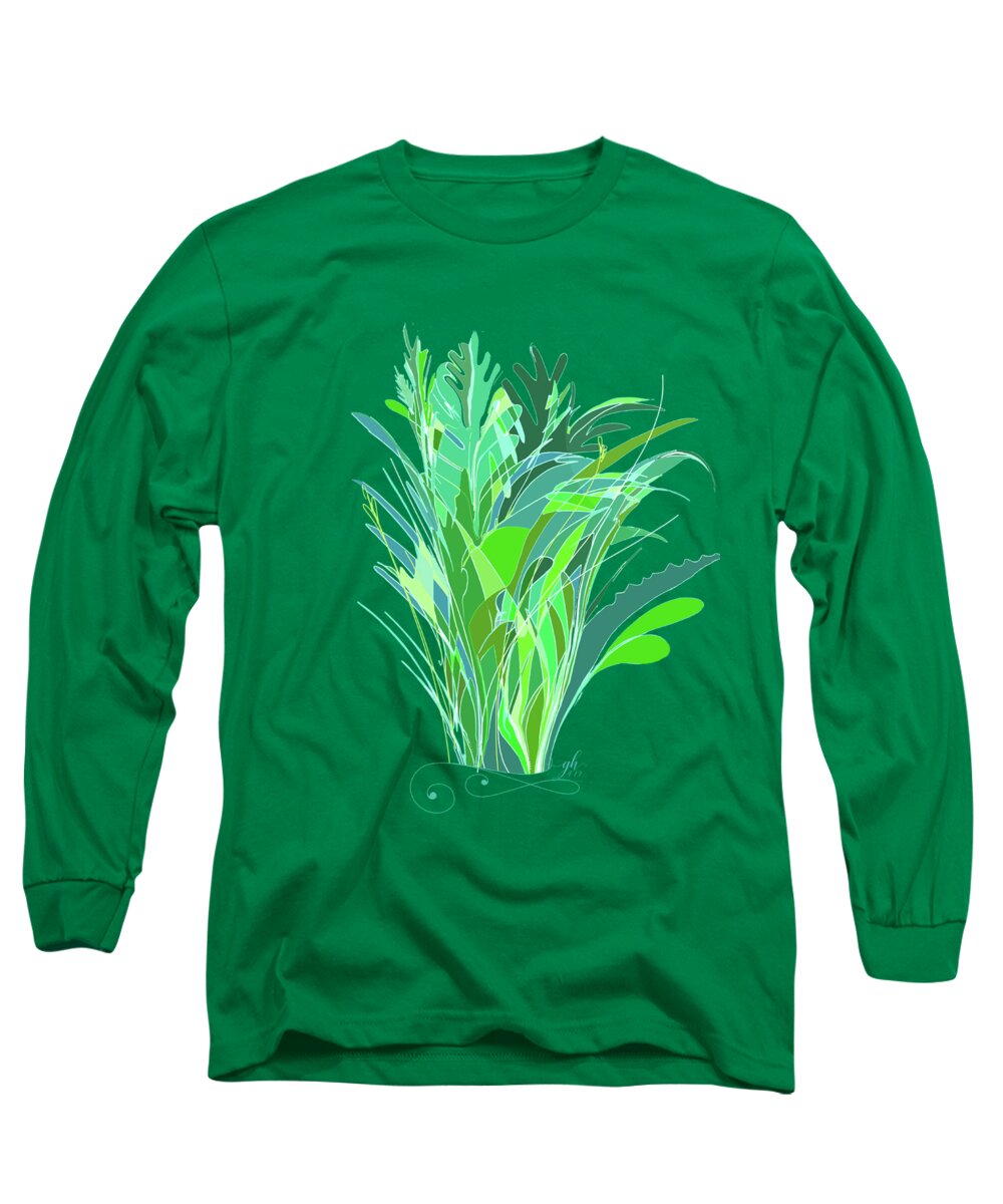 Greenery Long Sleeve T-Shirt featuring the digital art Melange by Gina Harrison