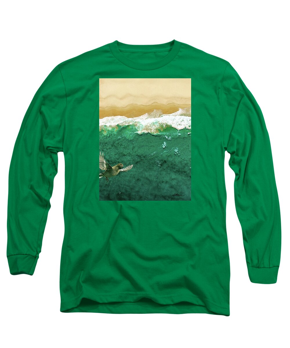 Seashore Long Sleeve T-Shirt featuring the digital art A Drone's Eye View by Cindy Collier Harris