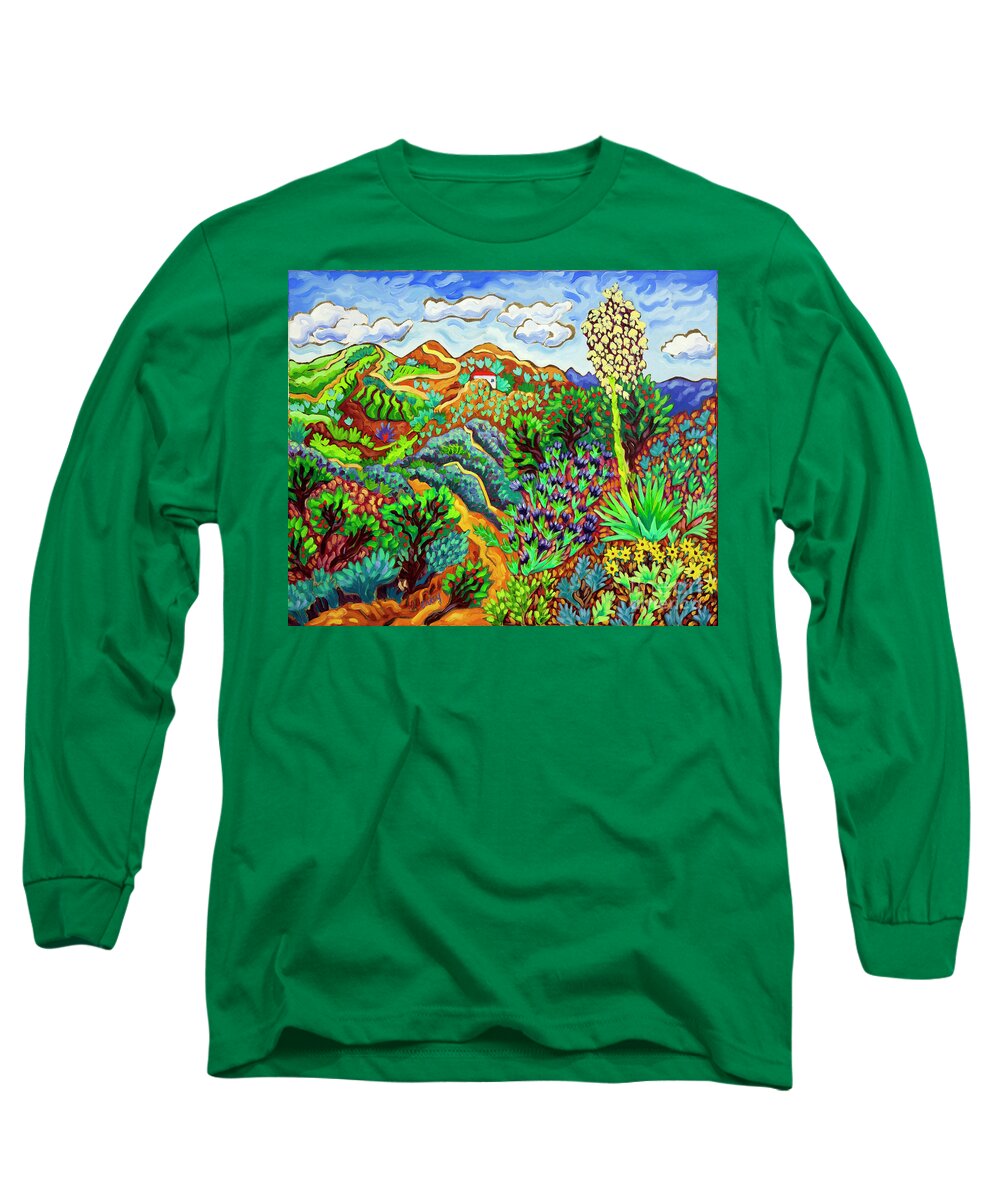 Southwest Long Sleeve T-Shirt featuring the painting Trails of Spring by Cathy Carey
