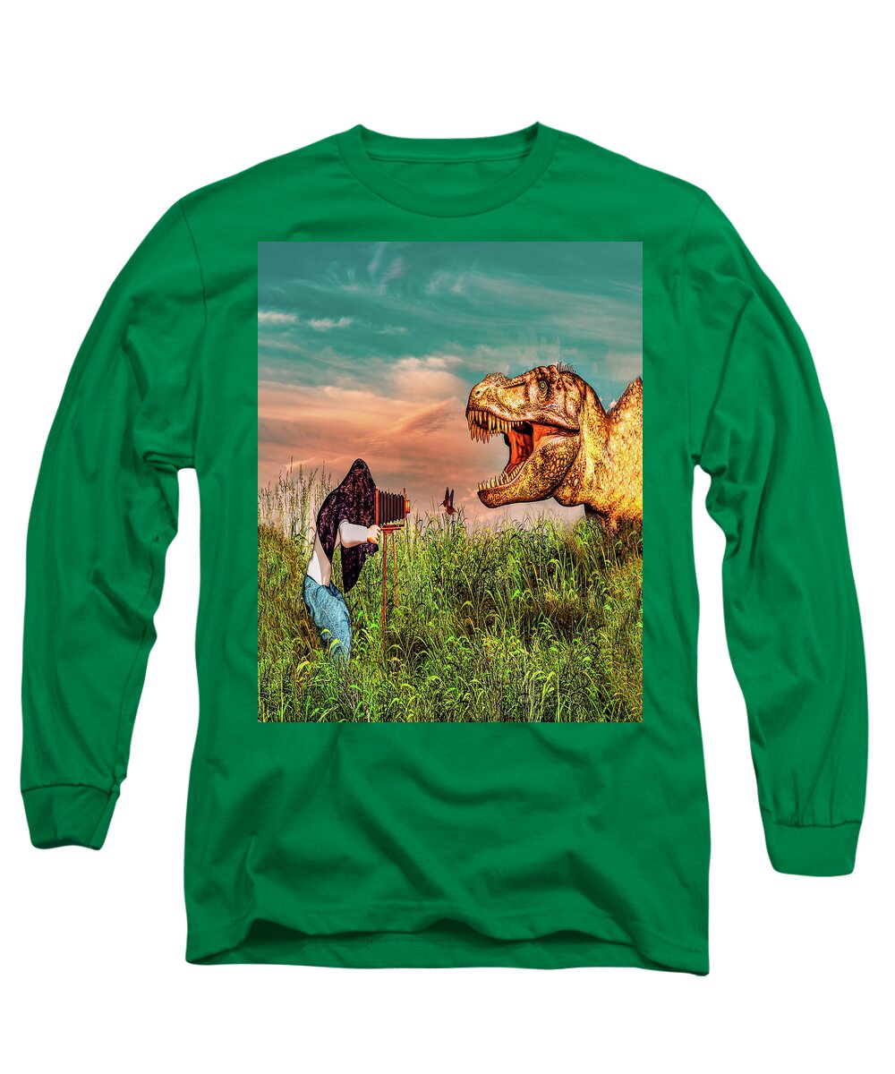 Dinosaur Long Sleeve T-Shirt featuring the photograph Wildlife Photographer by Bob Orsillo