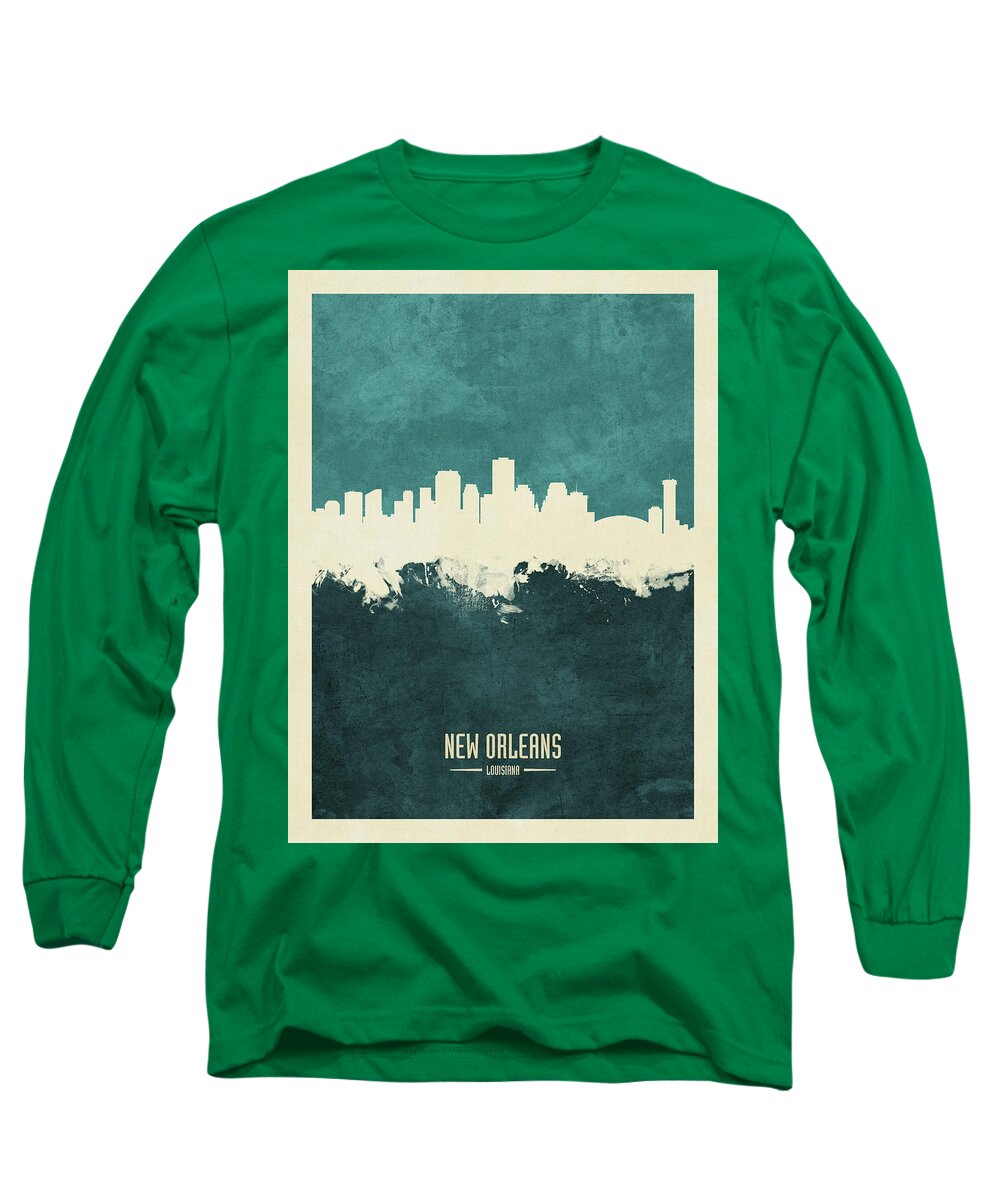 New Orleans Long Sleeve T-Shirt featuring the digital art New Orleans Louisiana Skyline #19 by Michael Tompsett