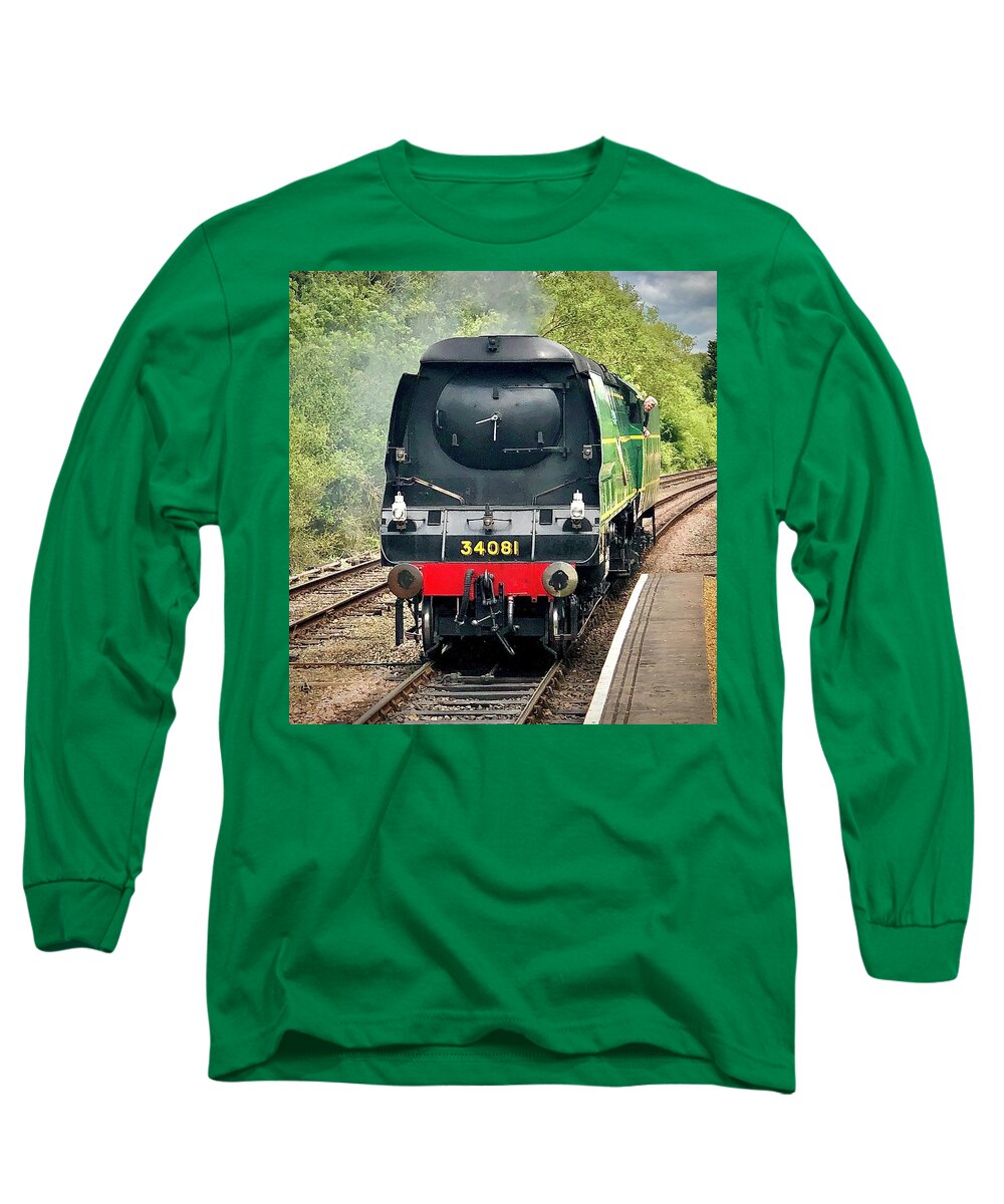 249 Squadron Long Sleeve T-Shirt featuring the photograph 34081 92 Squadron Steam Locomotive #6 by Gordon James