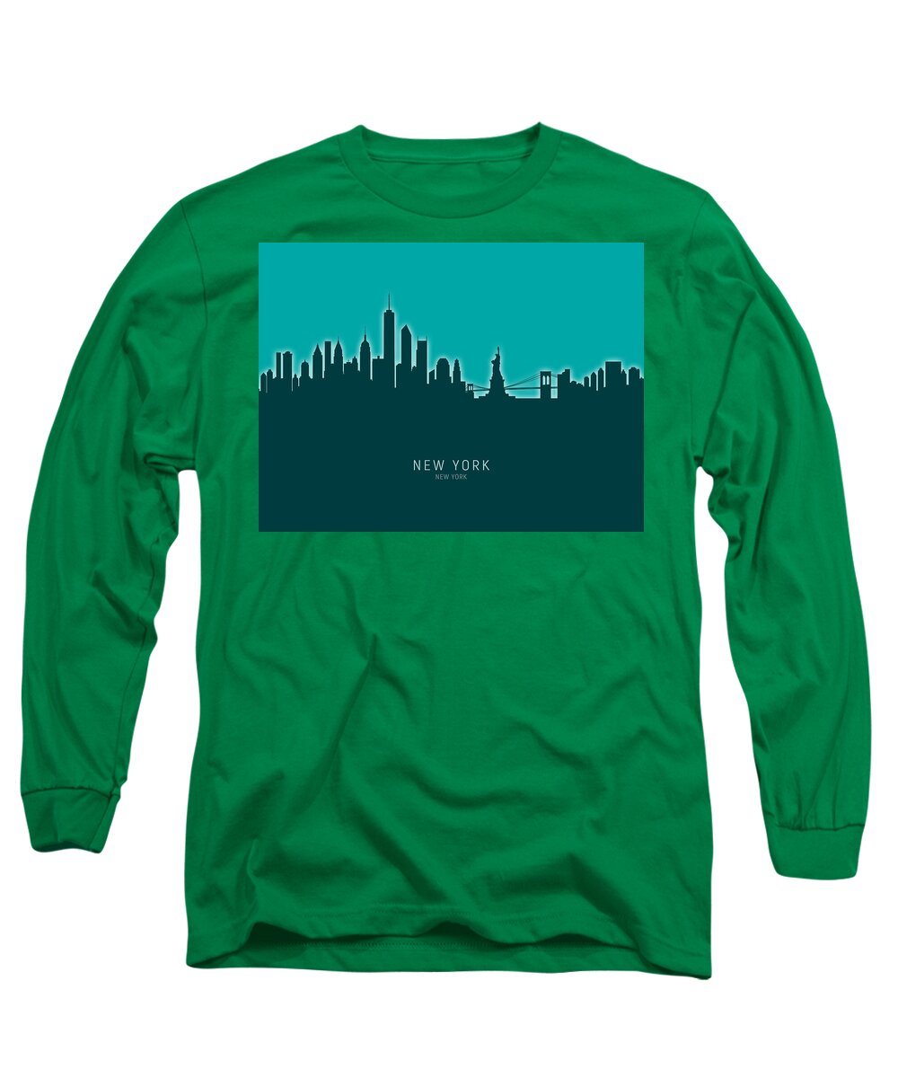 New York Long Sleeve T-Shirt featuring the digital art New York Skyline #60 by Michael Tompsett