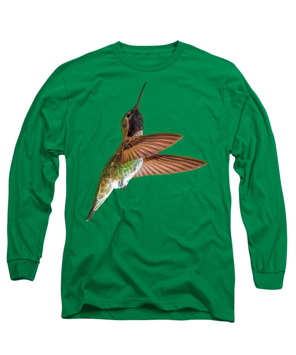 Annas Hummingbird Long Sleeve T-Shirt featuring the photograph Anna's Hummingbird 24683g by Mark Myhaver