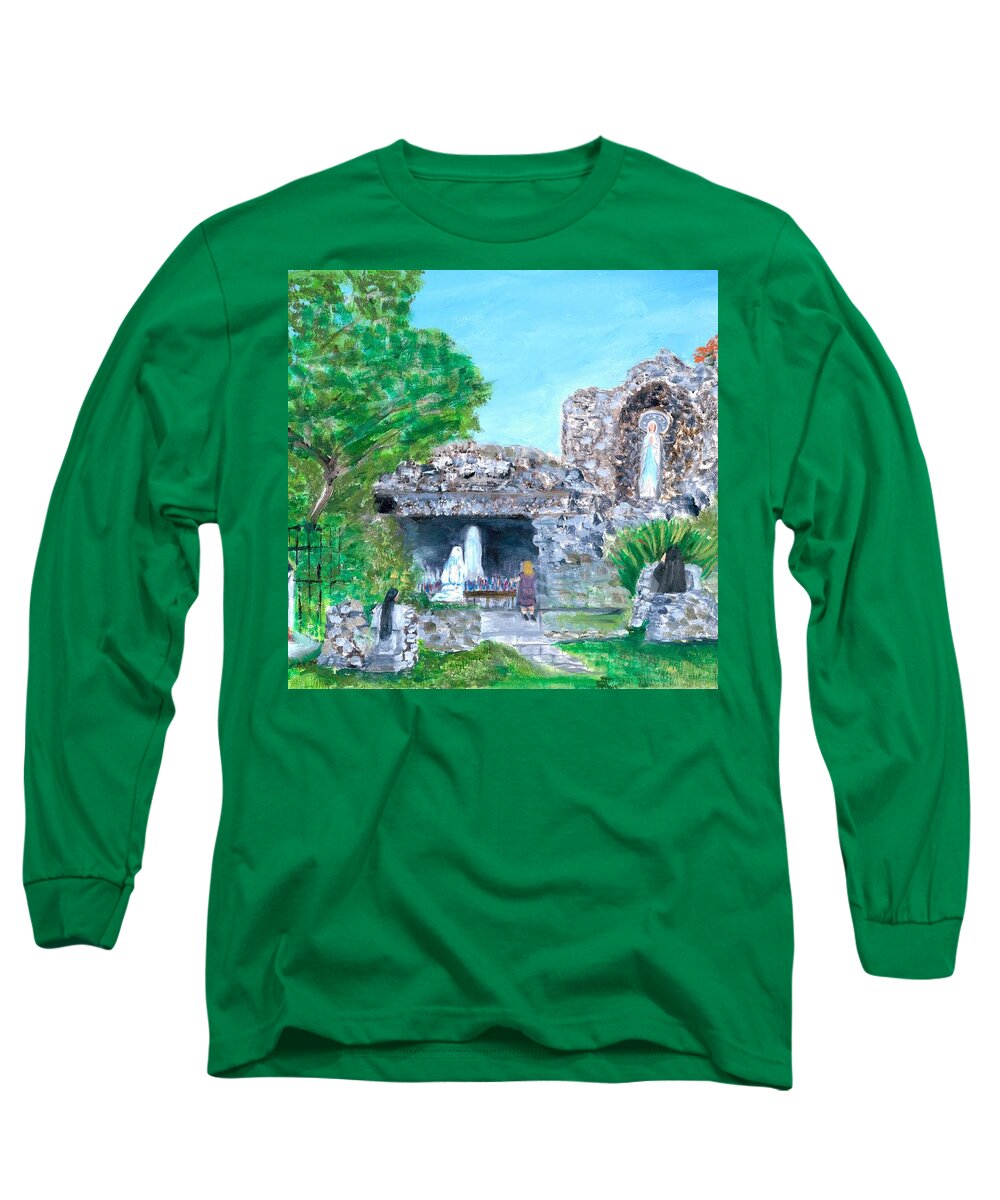 Grotto Long Sleeve T-Shirt featuring the painting The Grotto by Linda Cabrera