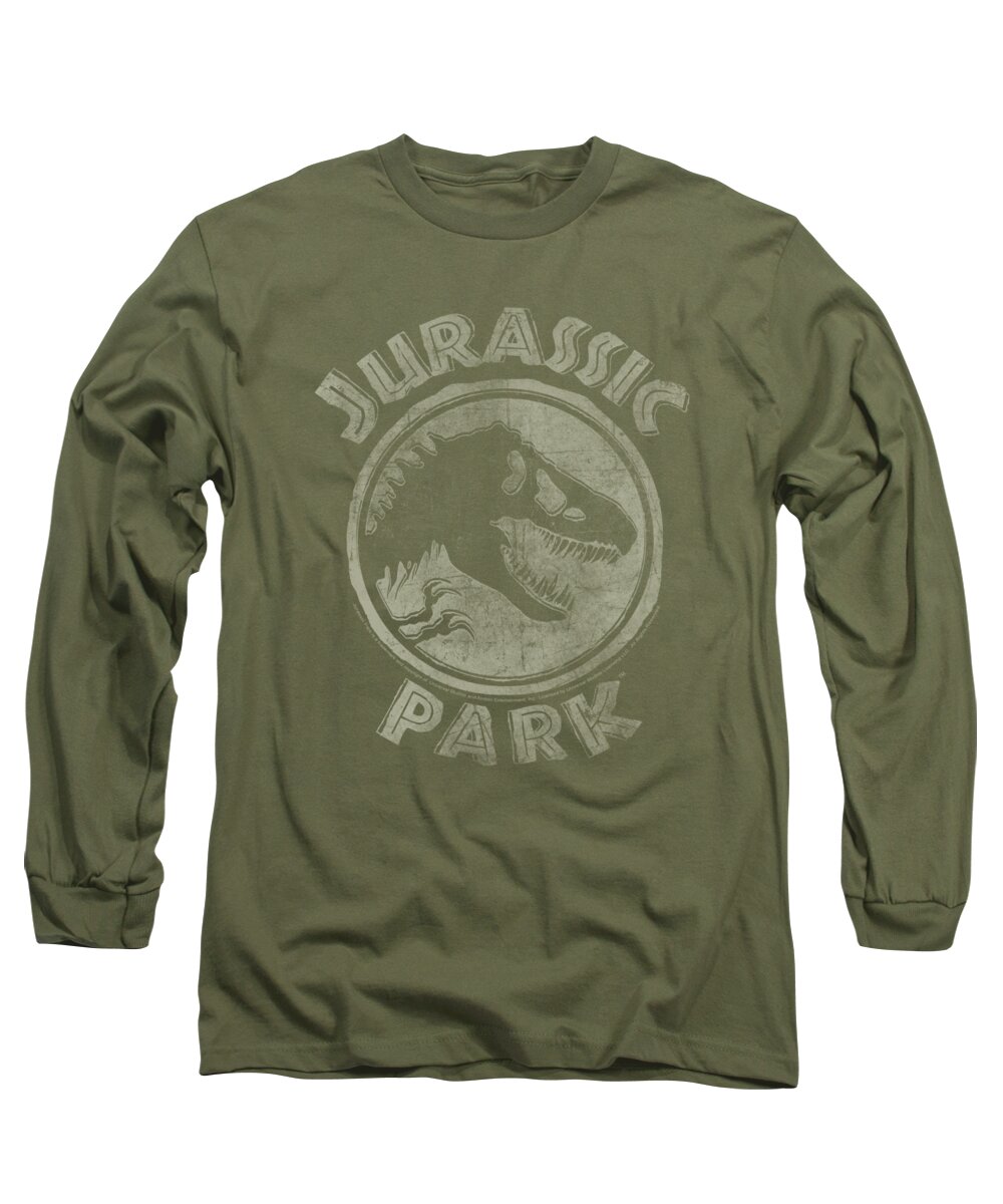 Jurassic Park Long Sleeve T-Shirt featuring the digital art Jurassic Park - Jp Stamp by Brand A