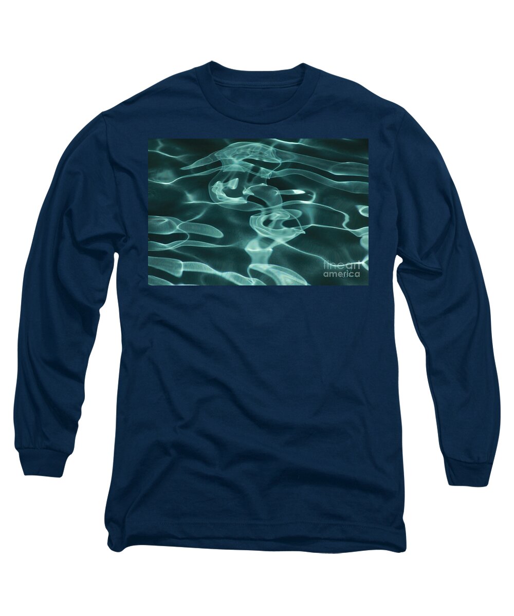 Abstract Long Sleeve T-Shirt featuring the photograph Blue Swirl Two #1 by Chris Thomas