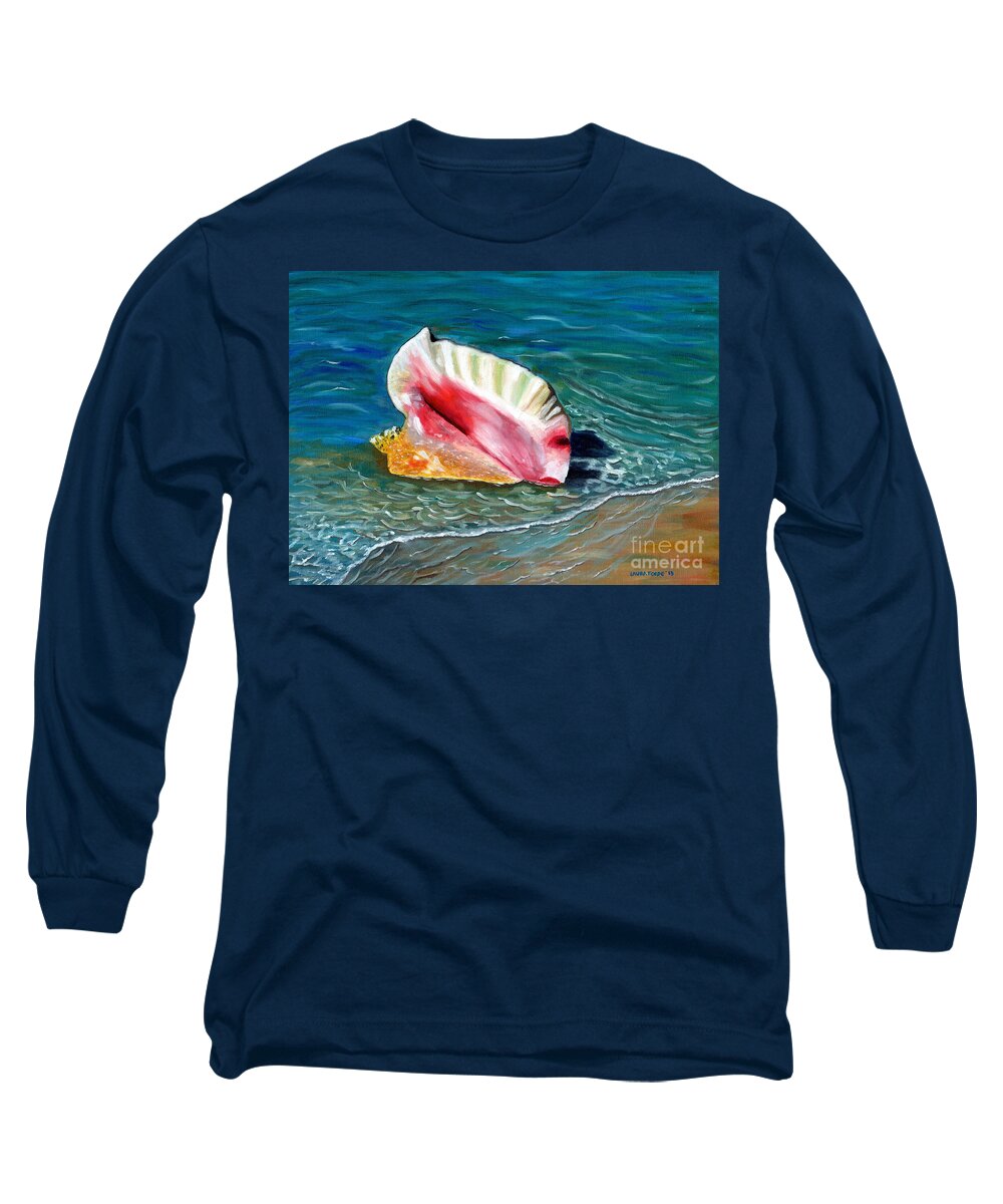 Seascape Long Sleeve T-Shirt featuring the painting The Seashell by Laura Forde